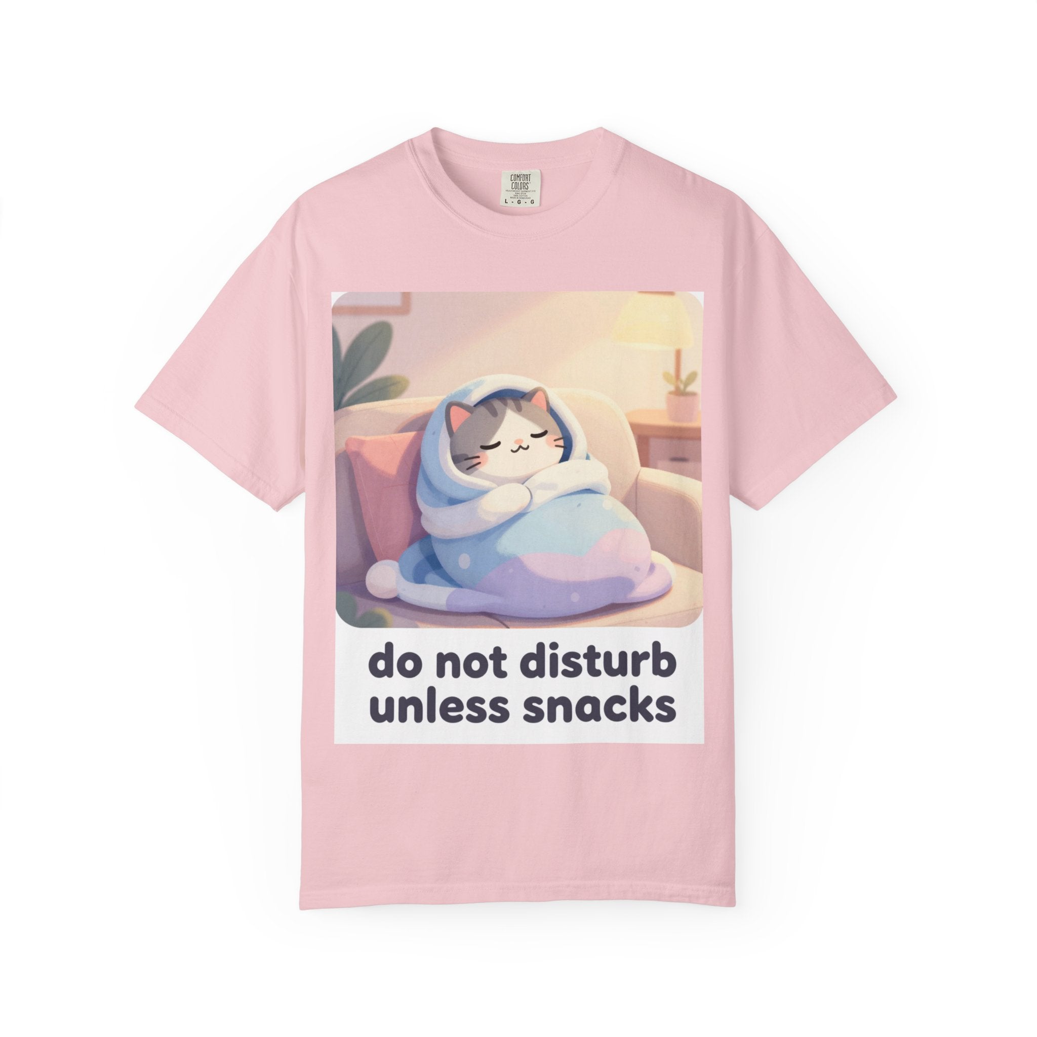 Do Not Disturb Unless Snacks T-Shirt — Cozy Cat Graphic Tee