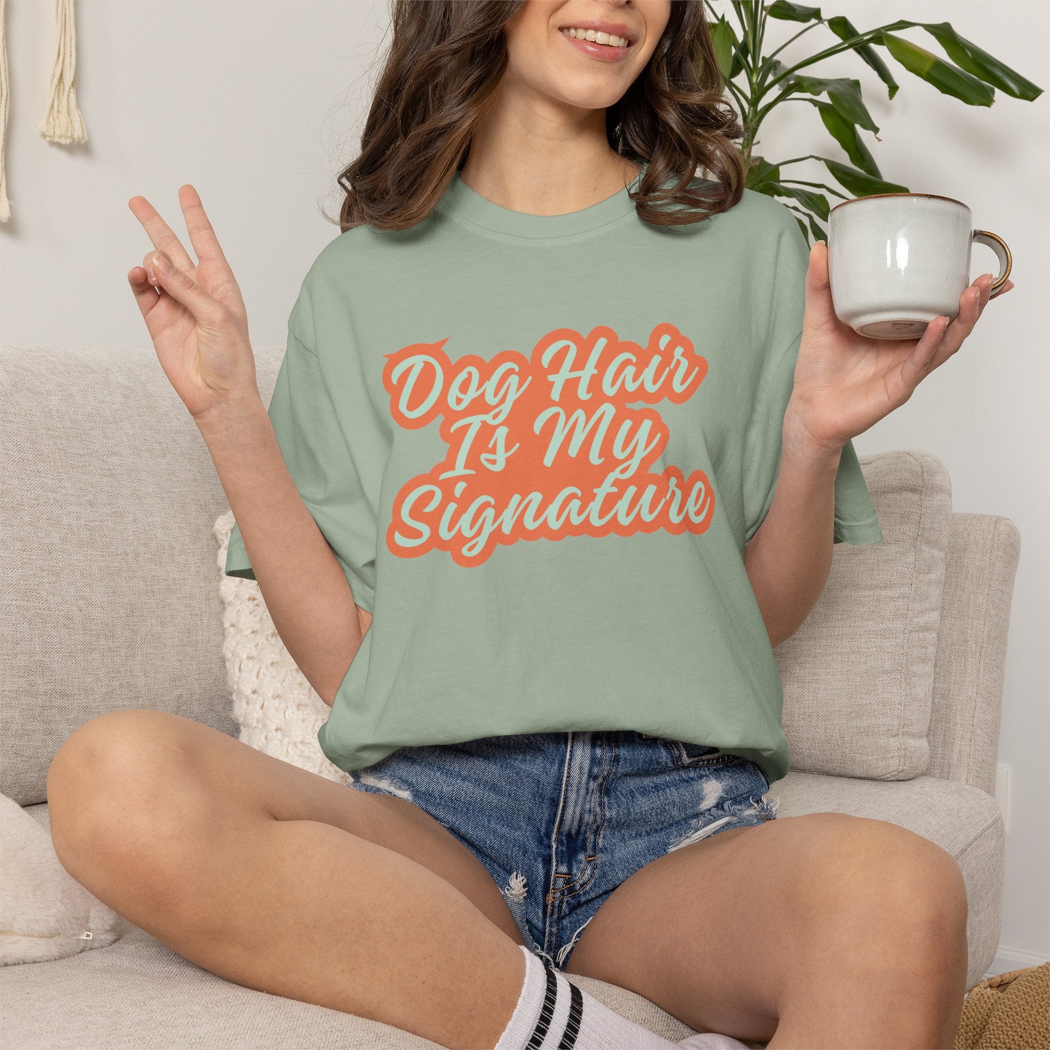 Dog Hair Is My Signature T-Shirt | Funny Dog Lover Graphic Tee | Garment-Dyed Retro Pet Owner Shirt