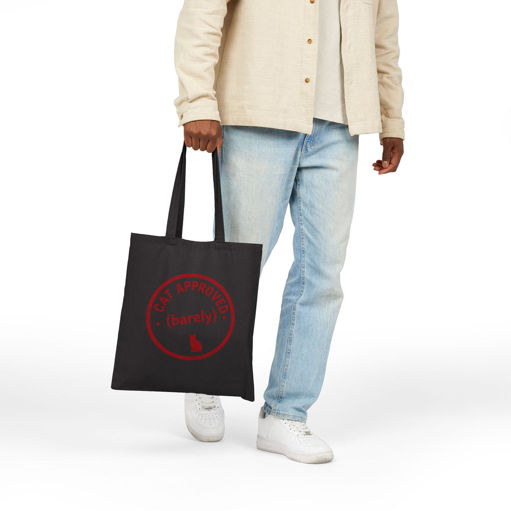 Cat Approved (Barely) Canvas Tote Bag — Funny Cat Lover Grocery Tote