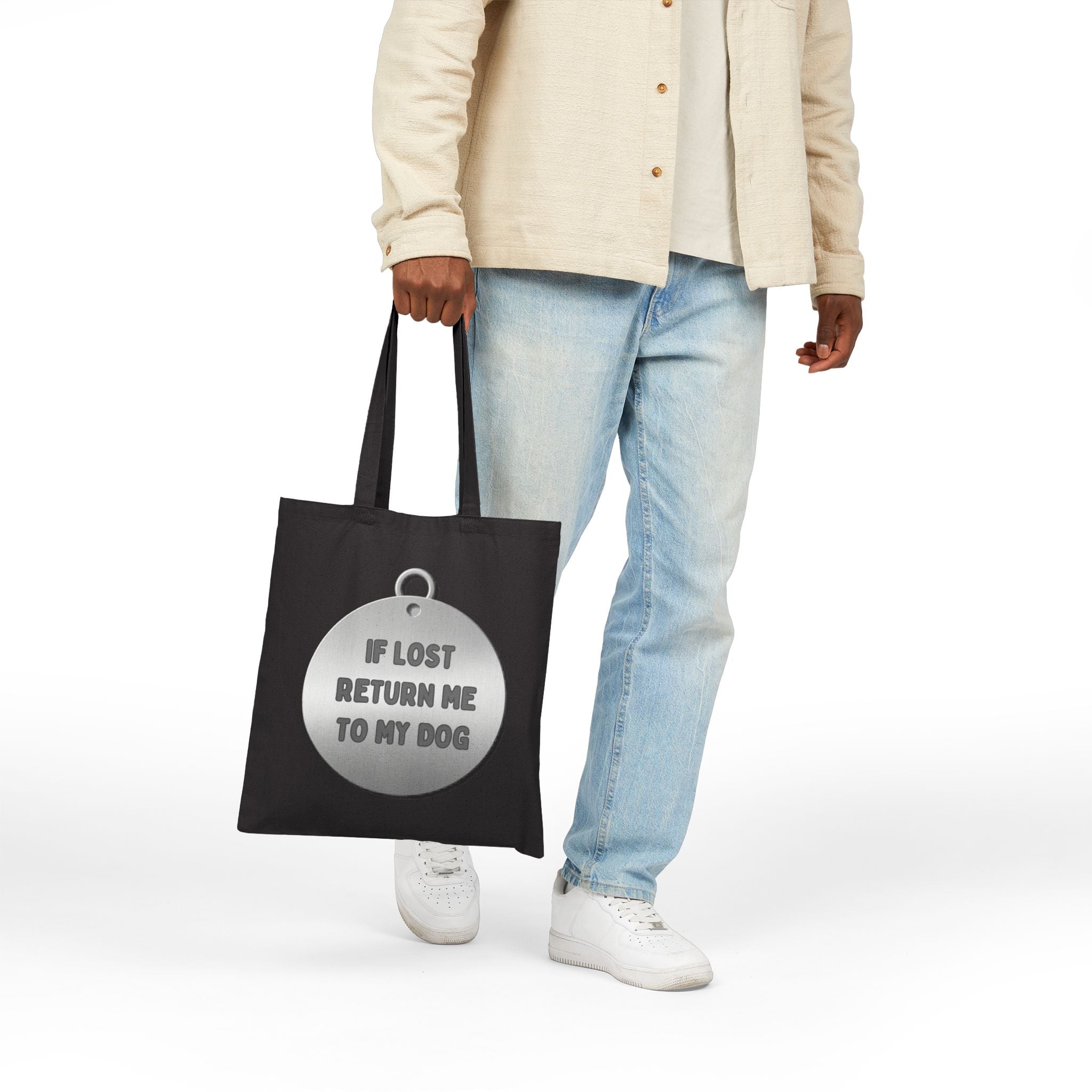 Tote Bag — “If Lost Return Me To My Dog” Cotton Canvas Market Tote