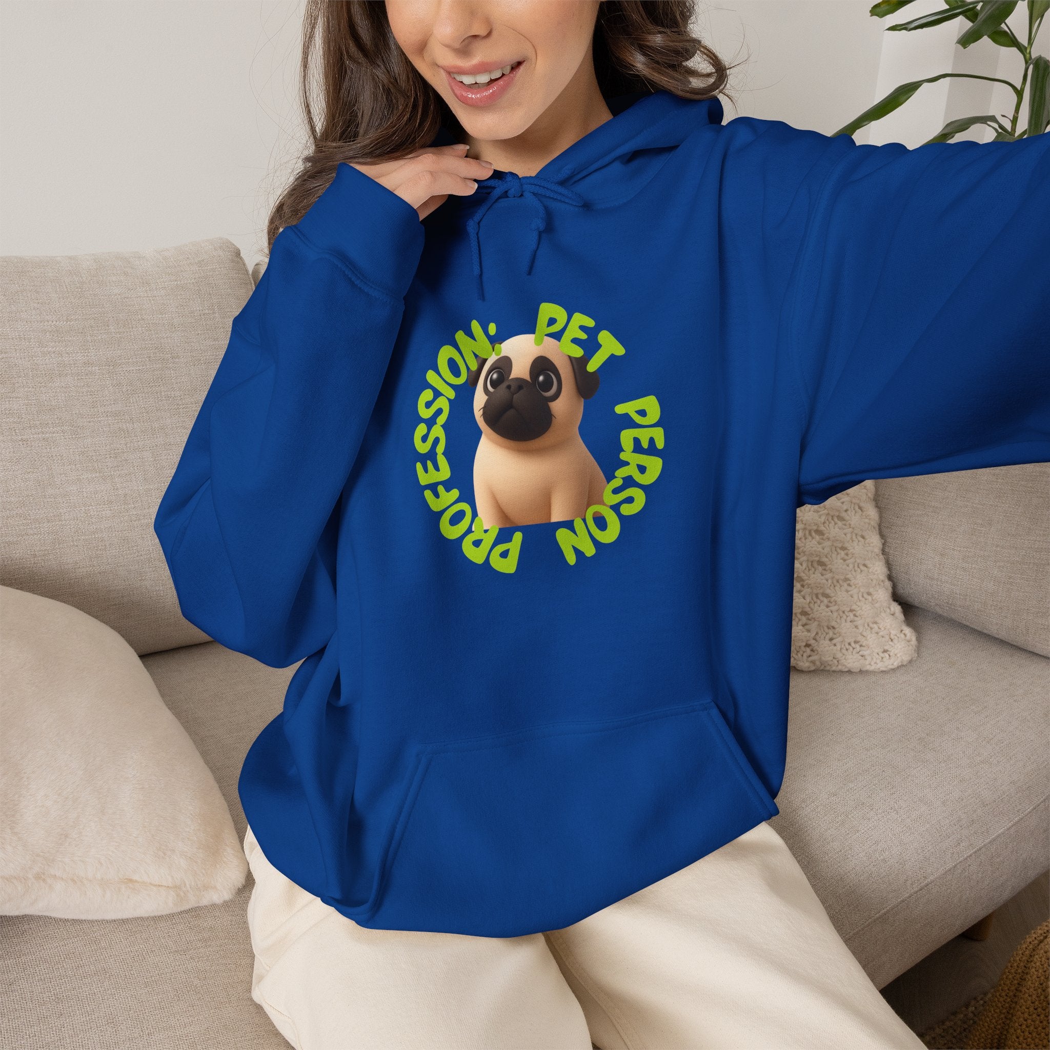Pet Person Hoodie — Cute Pug "Professional Pet Person" Graphic Hooded Sweatshirt