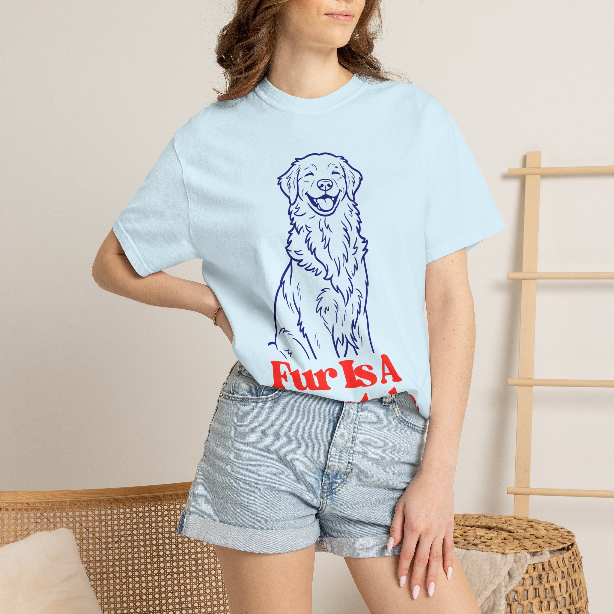 Fur Is A Lifestyle Dog Lover T-Shirt | Cute Golden Retriever Graphic Tee | Garment-Dyed Retro Pet Owner Shirt