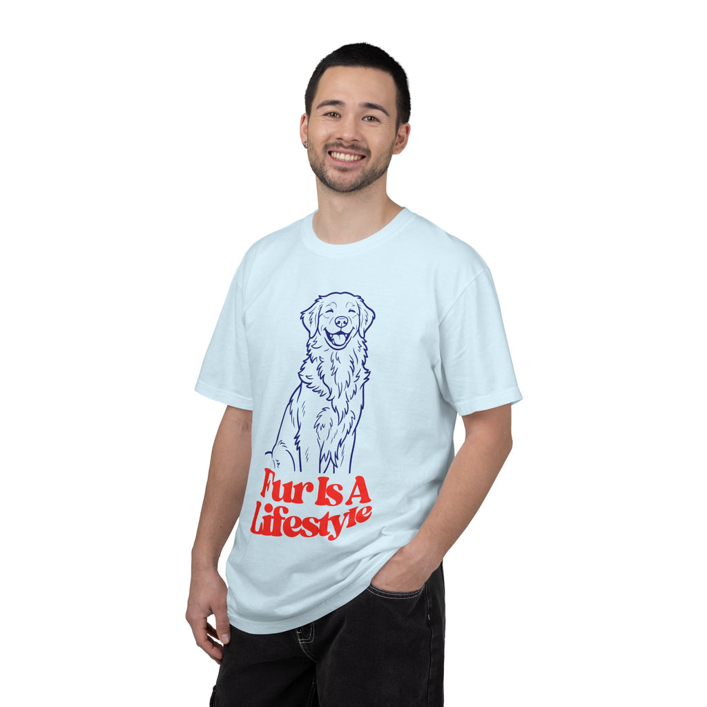 Fur Is A Lifestyle Dog Lover T-Shirt | Cute Golden Retriever Graphic Tee | Garment-Dyed Retro Pet Owner Shirt