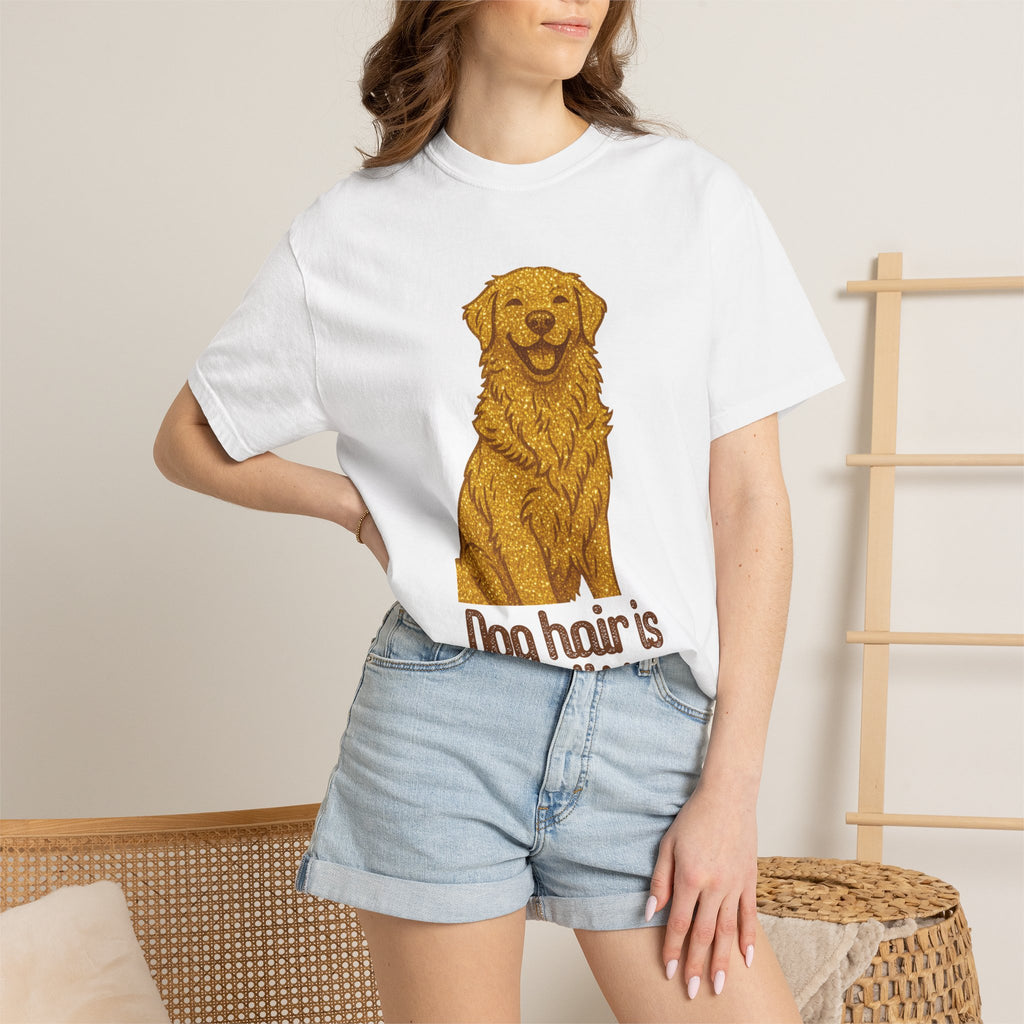 Dog Hair Is My Glitter T-Shirt | Funny Golden Retriever Dog Lover Tee | Cozy Retro Pet Owner Shirt