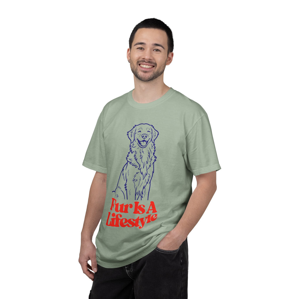 Fur Is A Lifestyle Dog Lover T-Shirt | Cute Golden Retriever Graphic Tee | Garment-Dyed Retro Pet Owner Shirt