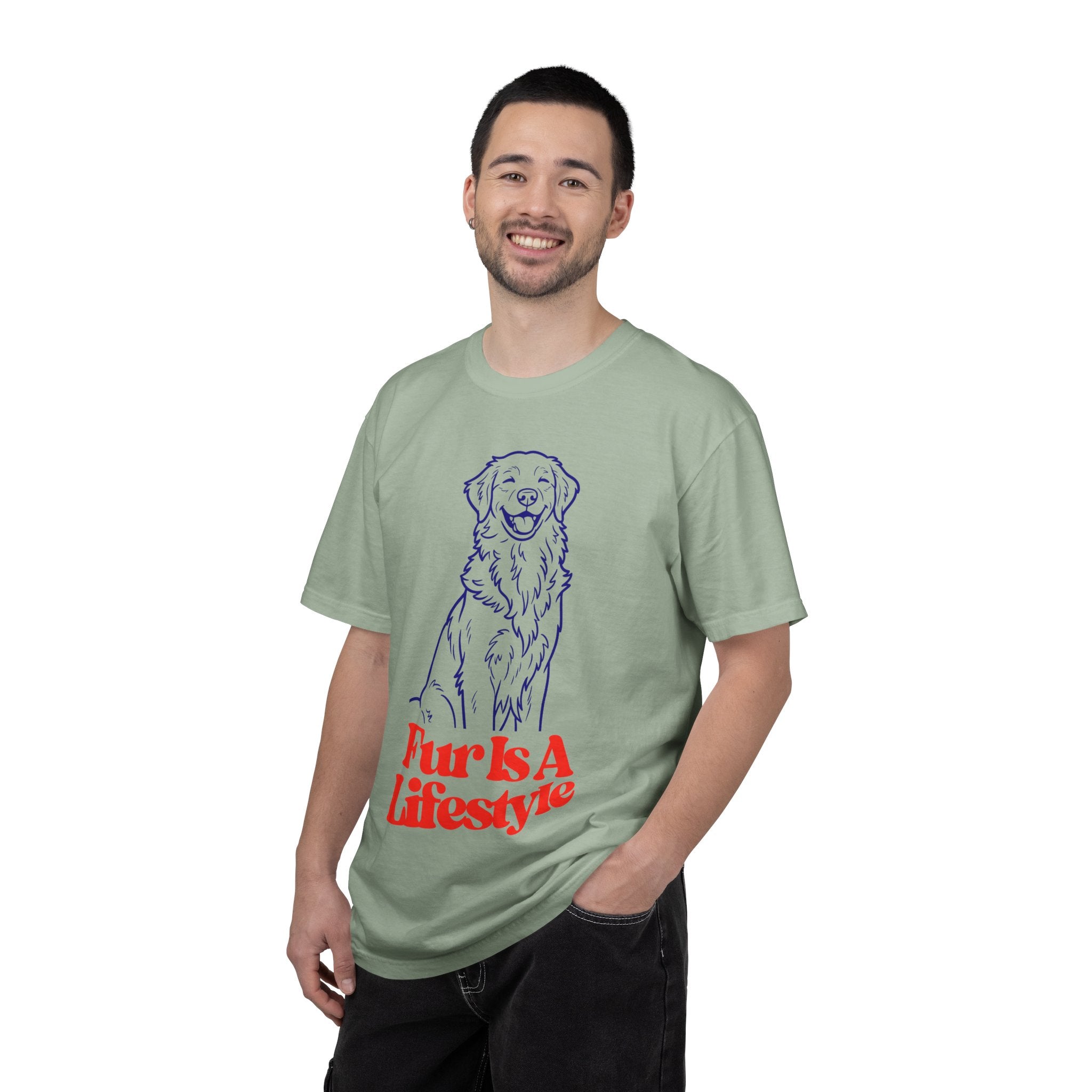 Fur Is A Lifestyle Dog Lover T-Shirt | Cute Golden Retriever Graphic Tee | Garment-Dyed Retro Pet Owner Shirt