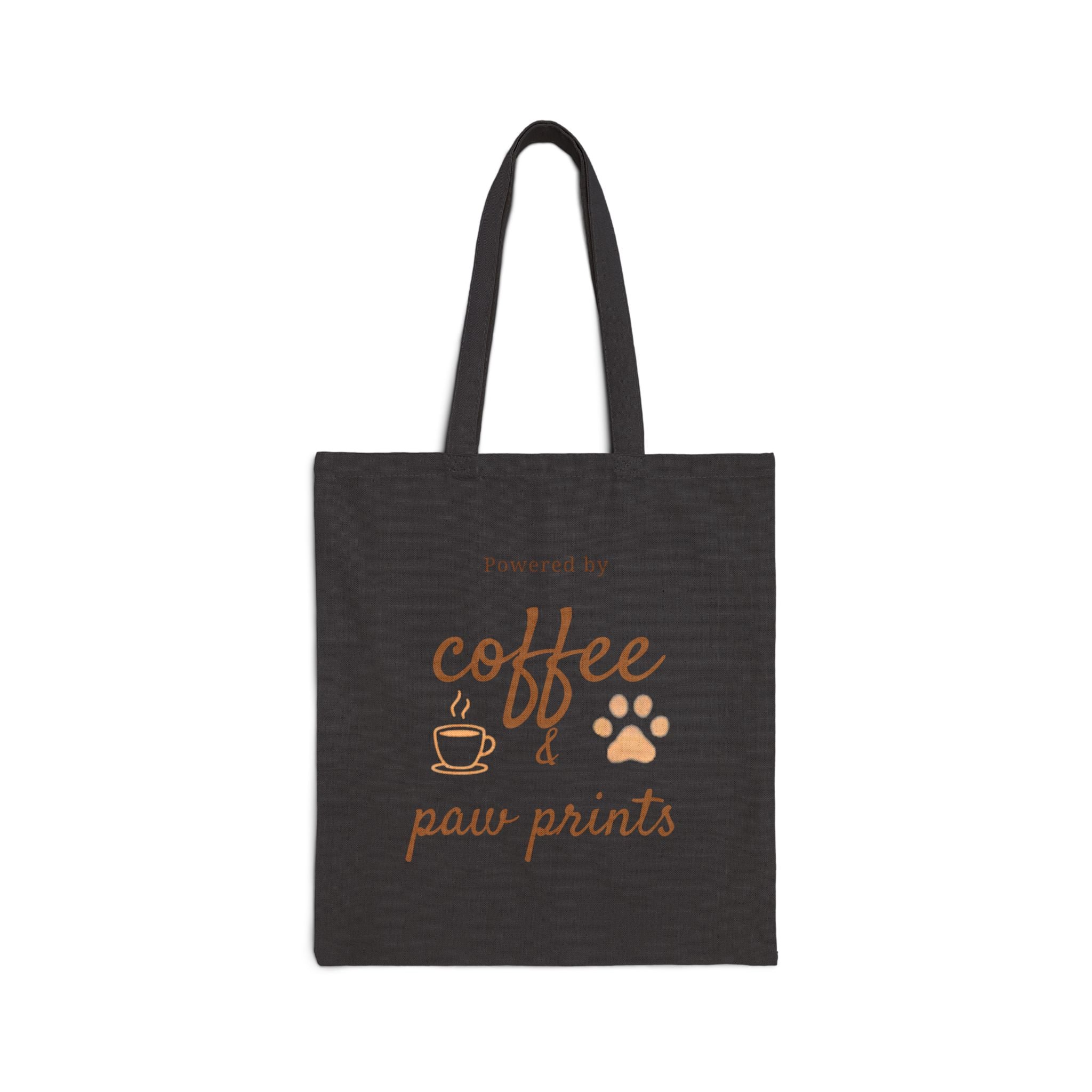 Tote Bag — "Powered by Coffee & Paw Prints" Canvas Tote for Pet Lovers