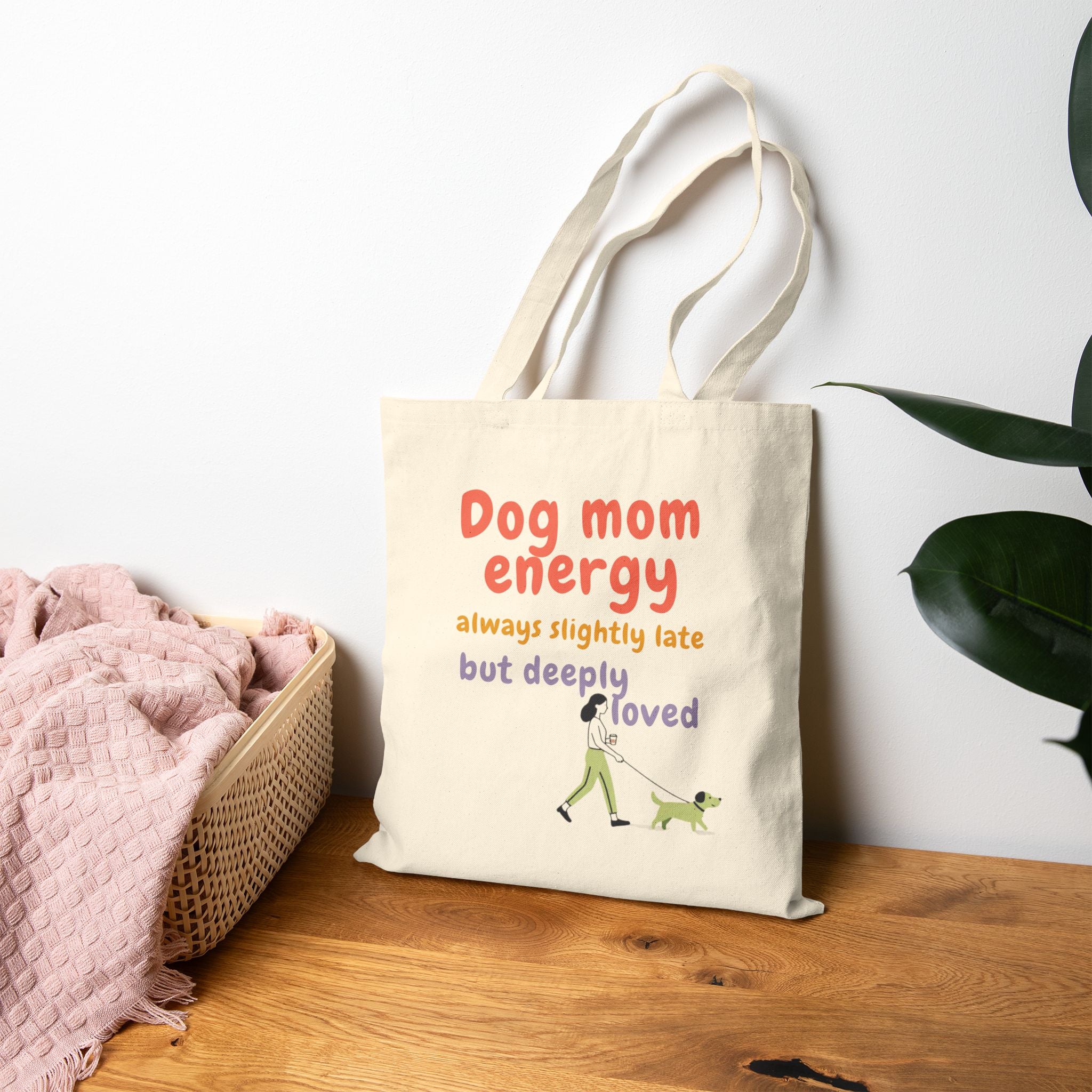 Tote Bag — "Dog Mom Energy" Canvas Tote | Funny Dog Mom Gift, Everyday Grocery & Dog Walking Bag
