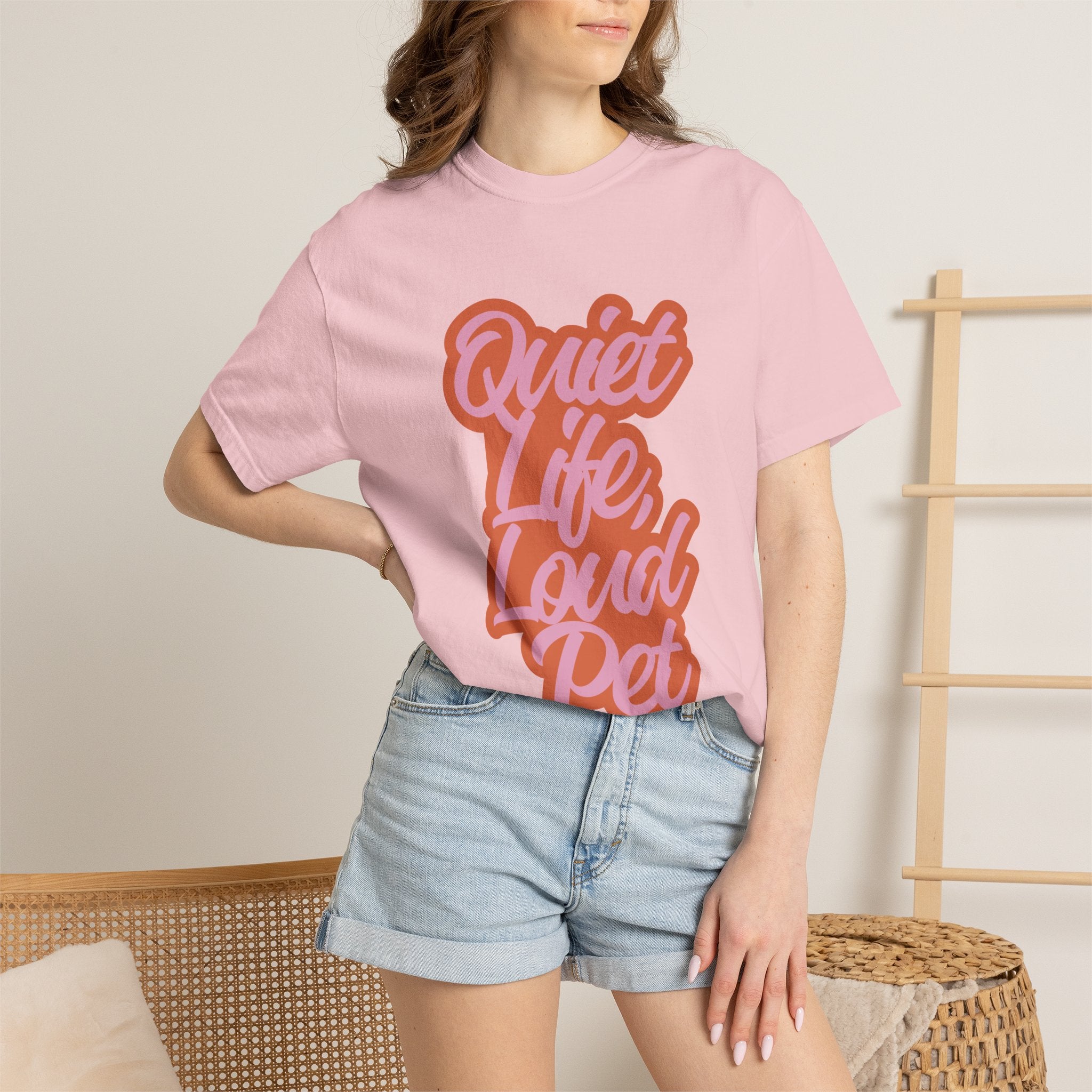 Quiet Life Loud Pet T-Shirt | Funny Pet Lover Graphic Tee | Cozy Retro Dog & Cat Owner Shirt