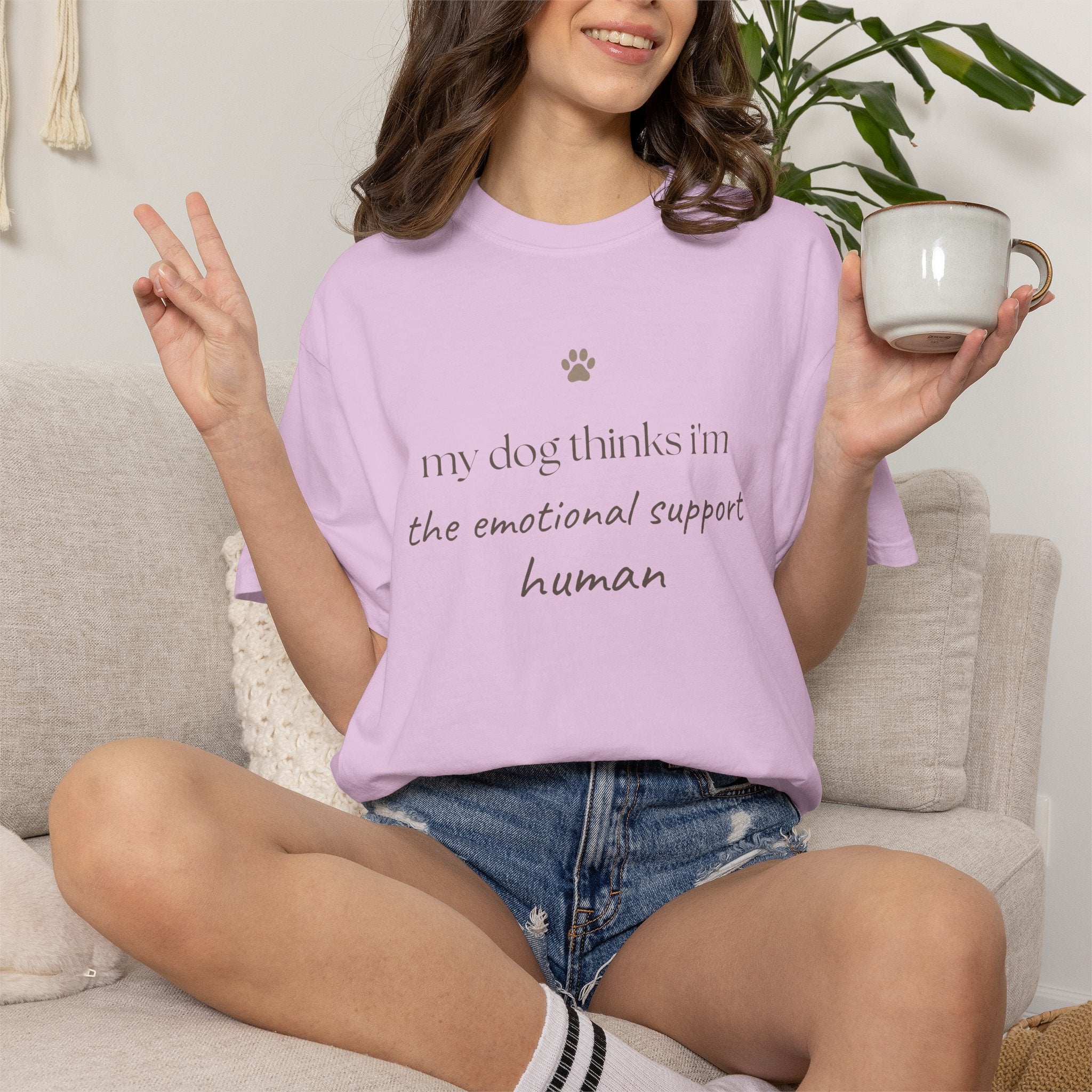 Dog Lover T-Shirt — "My Dog Thinks I'm the Emotional Support Human" Crew Tee