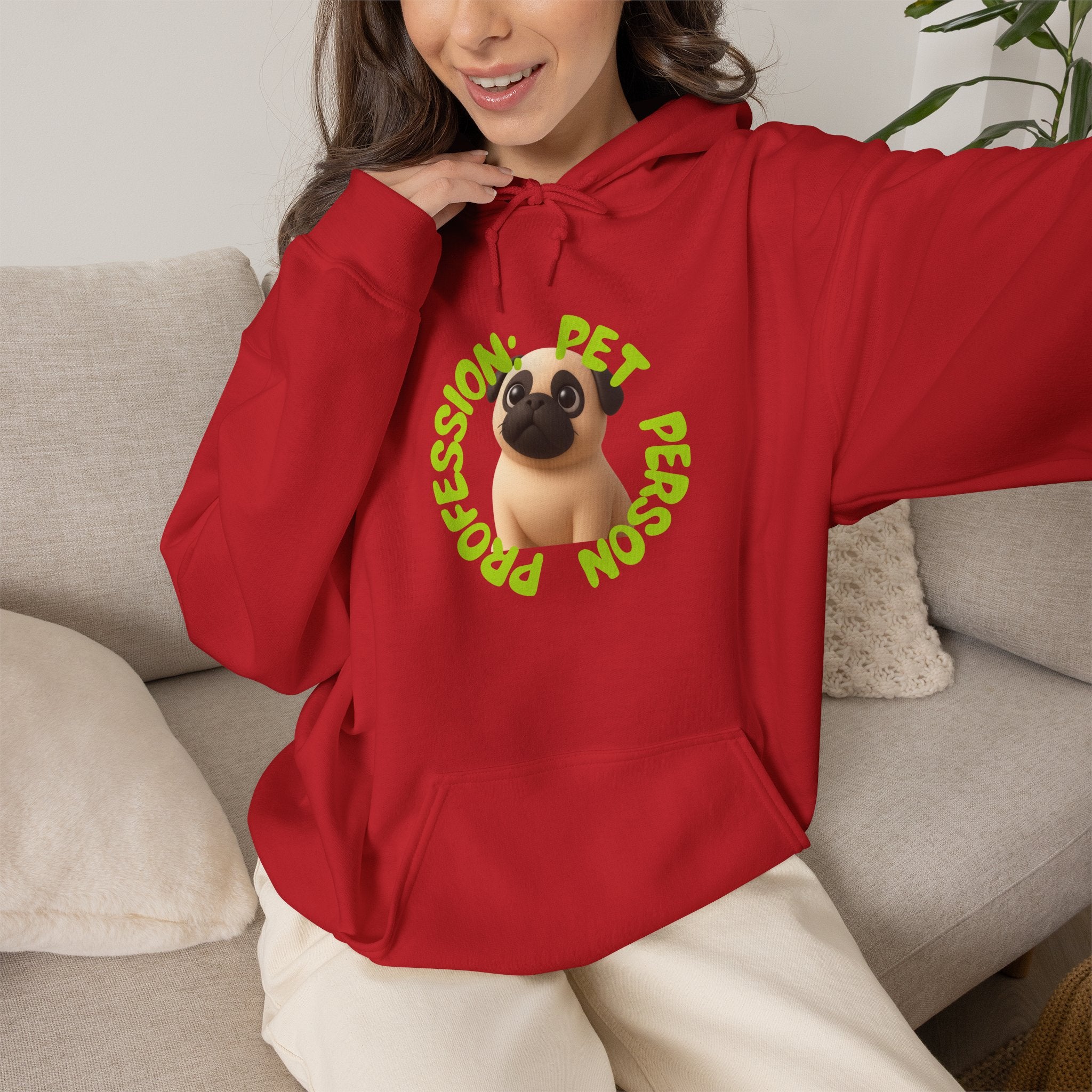 Pet Person Hoodie — Cute Pug "Professional Pet Person" Graphic Hooded Sweatshirt