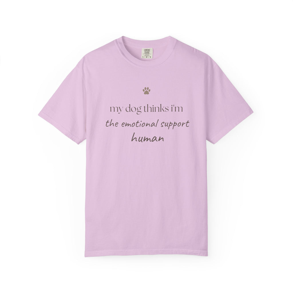 Dog Lover T-Shirt — "My Dog Thinks I'm the Emotional Support Human" Crew Tee