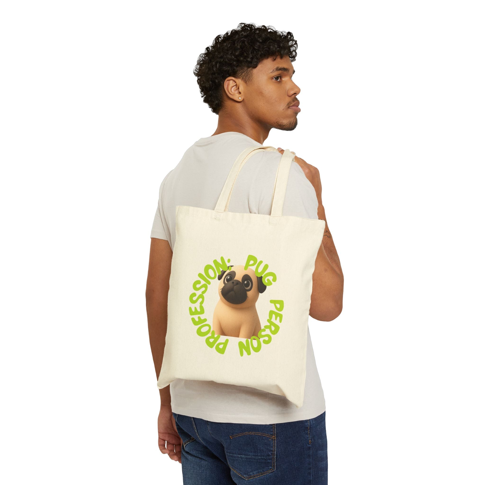 Pug Person Tote Bag – "Professional Pug Person" Canvas Grocery & Market Tote