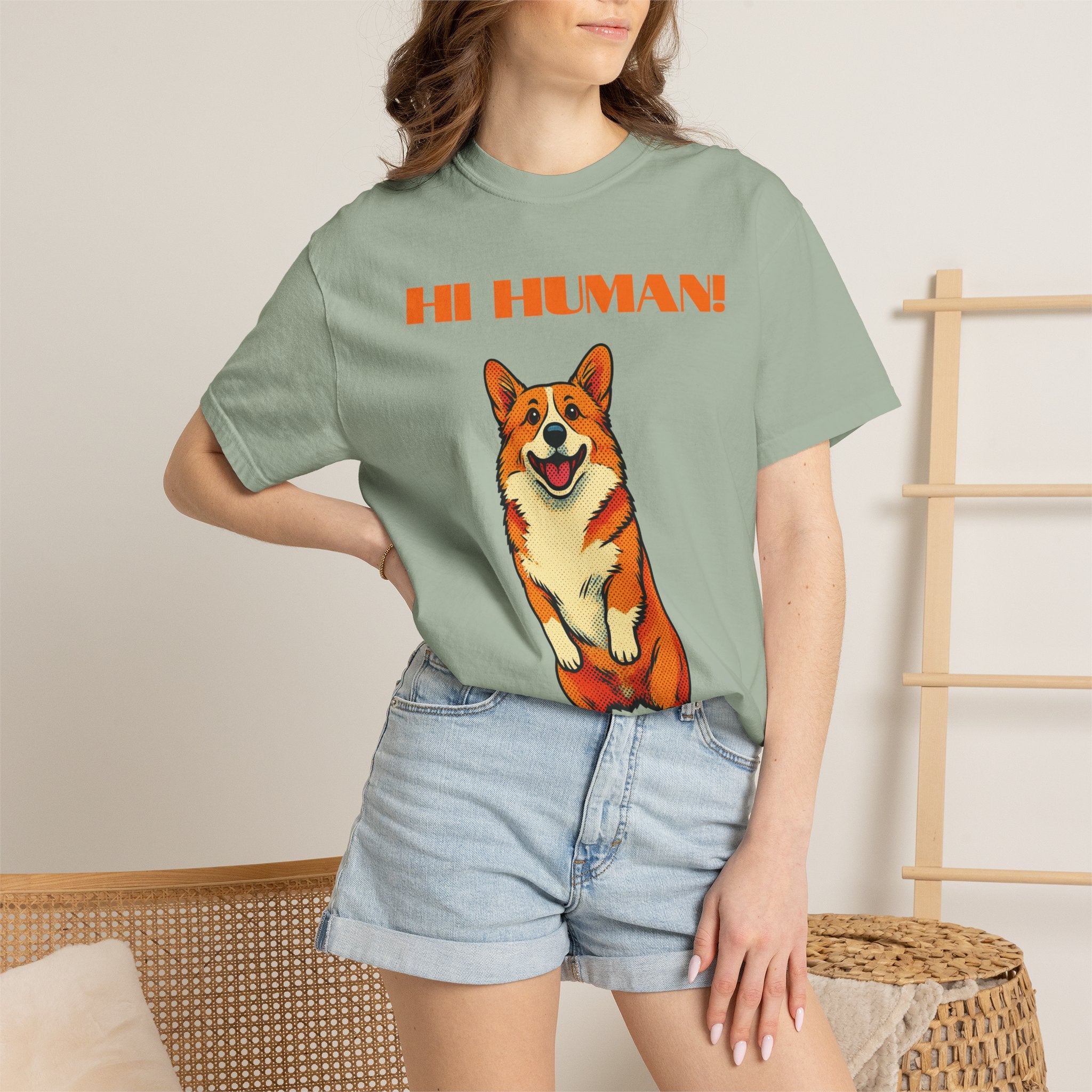 Hi Human! Corgi T-Shirt — Cute Dog Graphic Tee for Dog Lovers