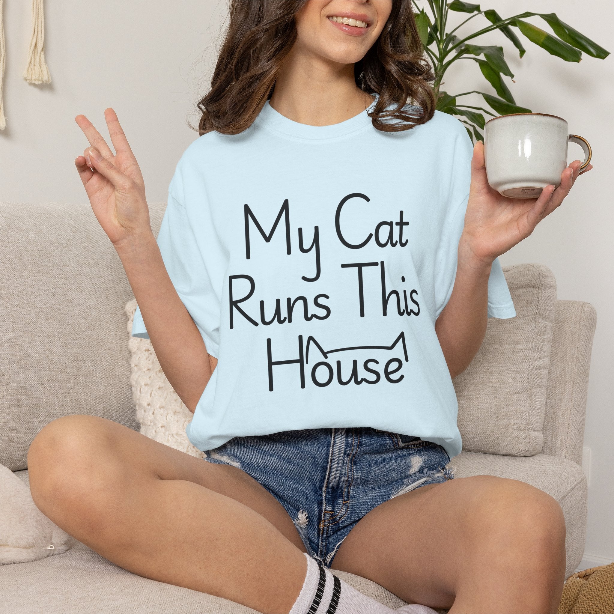 My Cat Runs This House T-Shirt — Funny Cat Lover Tee