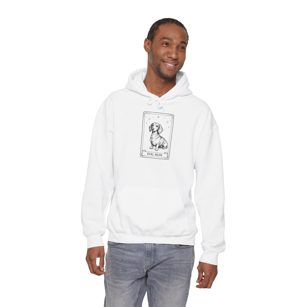 Dog Mom Hoodie | Dog Mom Vintage Tarot Style Dachshund Graphic Hoodie | Cute Unisex Dog Lover Shirt Gift Illustration Hoodie
