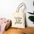 Tote Bag — "Cat Hair Is My Glitter" Canvas Grocery & Cat Lover Tote