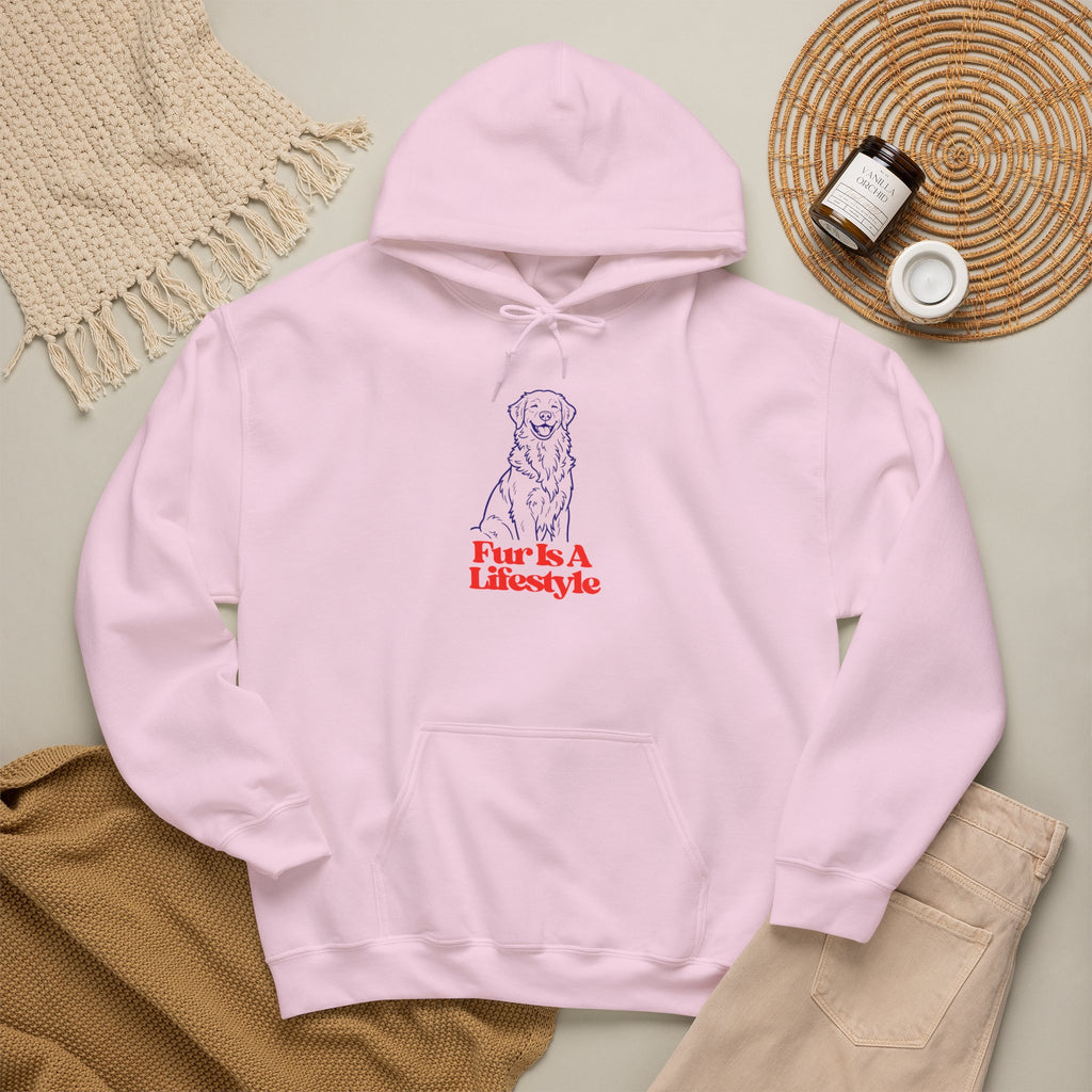 Fur Is A Lifestyle Dog Lover Hoodie | Cute Golden Retriever Graphic Pullover | Cozy Unisex Pet Owner Sweatshirt