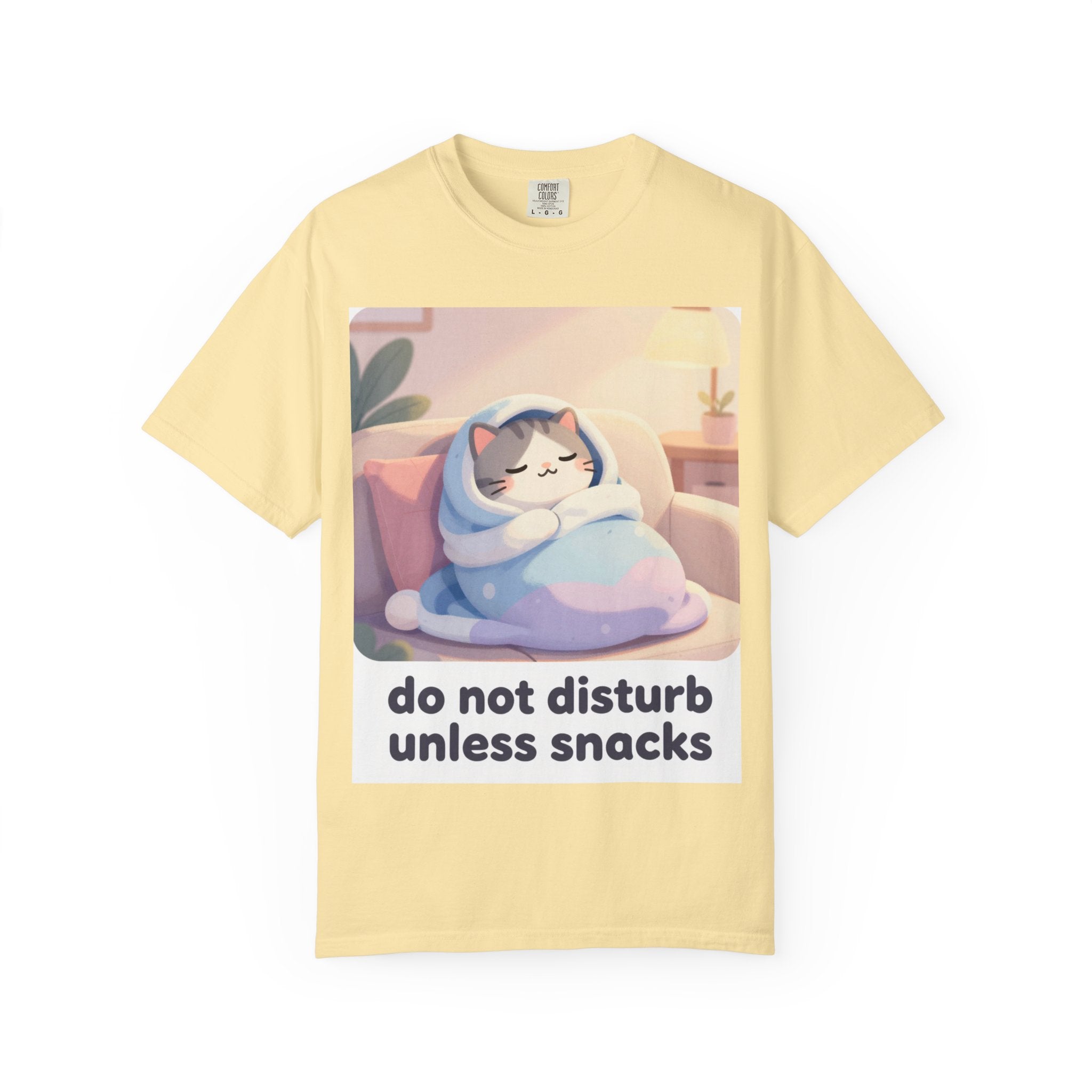 Do Not Disturb Unless Snacks T-Shirt — Cozy Cat Graphic Tee
