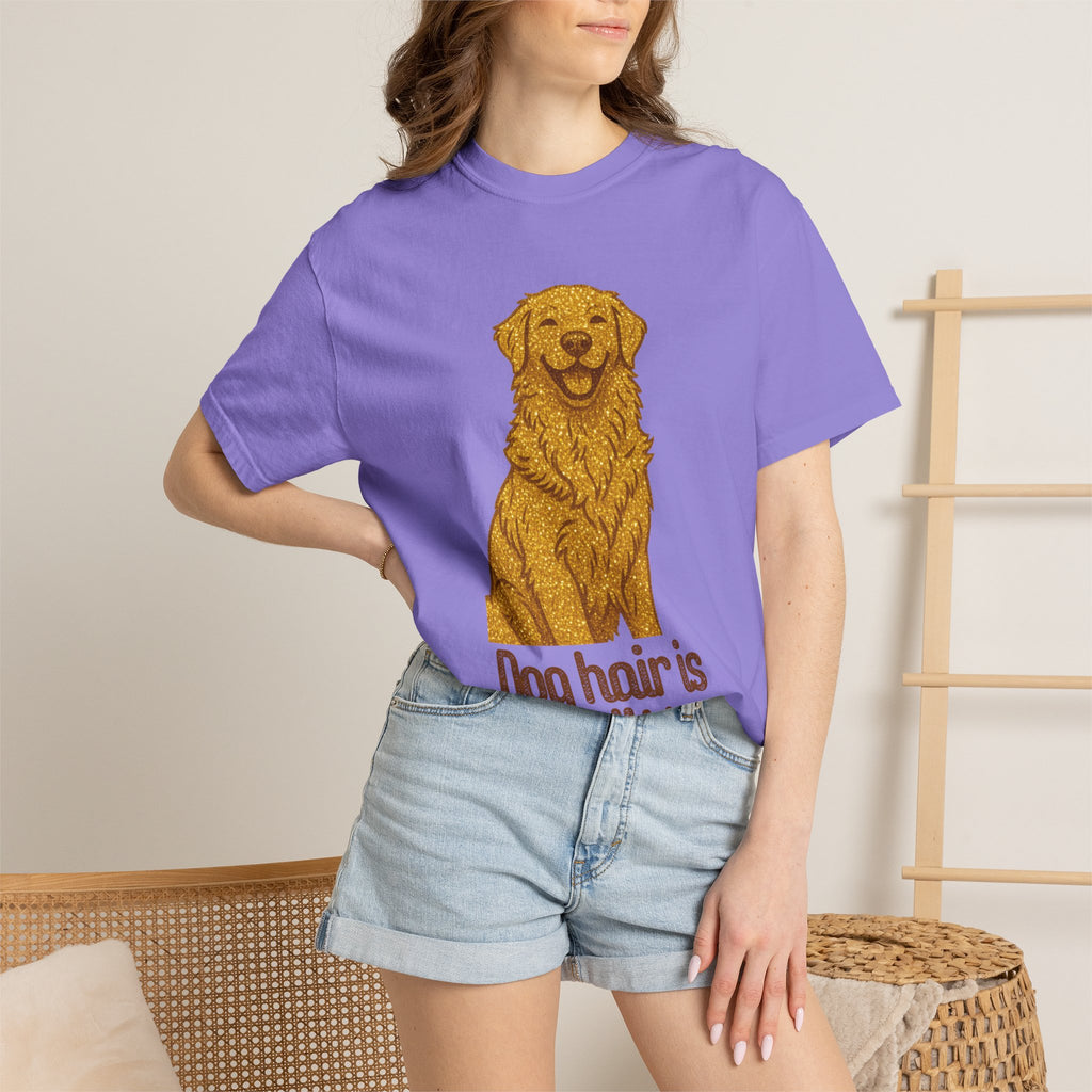 Dog Hair Is My Glitter T-Shirt | Funny Golden Retriever Dog Lover Tee | Cozy Retro Pet Owner Shirt