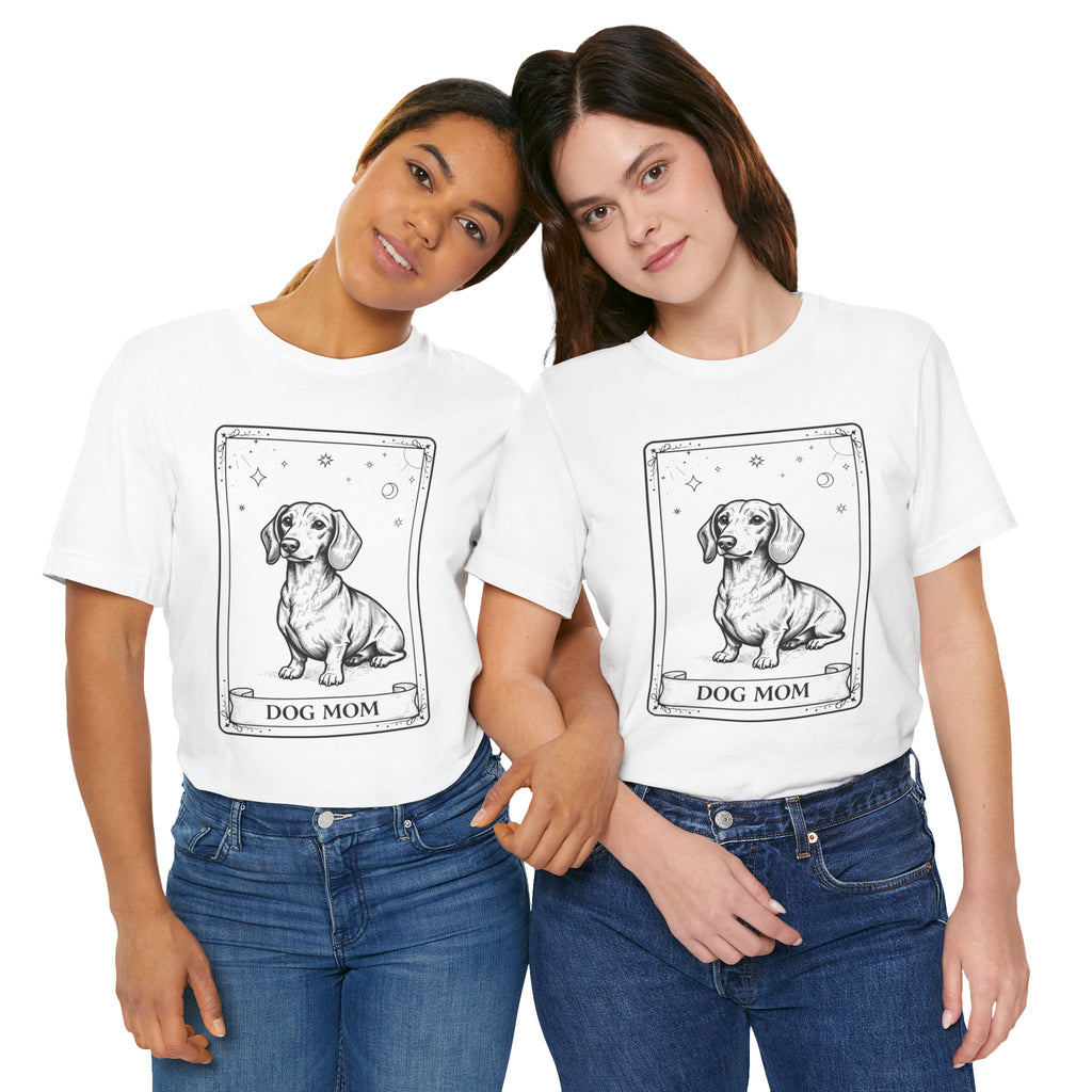 Dog Mom T-Shirt | Dog Mom T-Shirt Vintage Tarot Style Dachshund Graphic Tee | Cute Unisex Dog Lover Shirt Gift Illustration Tee