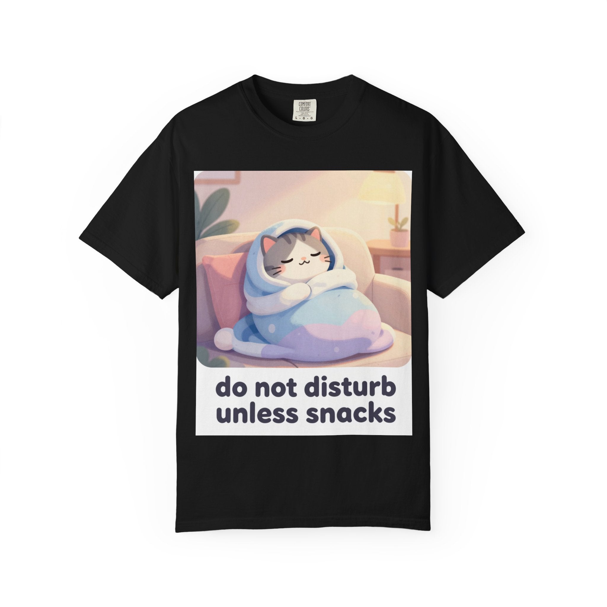 Do Not Disturb Unless Snacks T-Shirt — Cozy Cat Graphic Tee