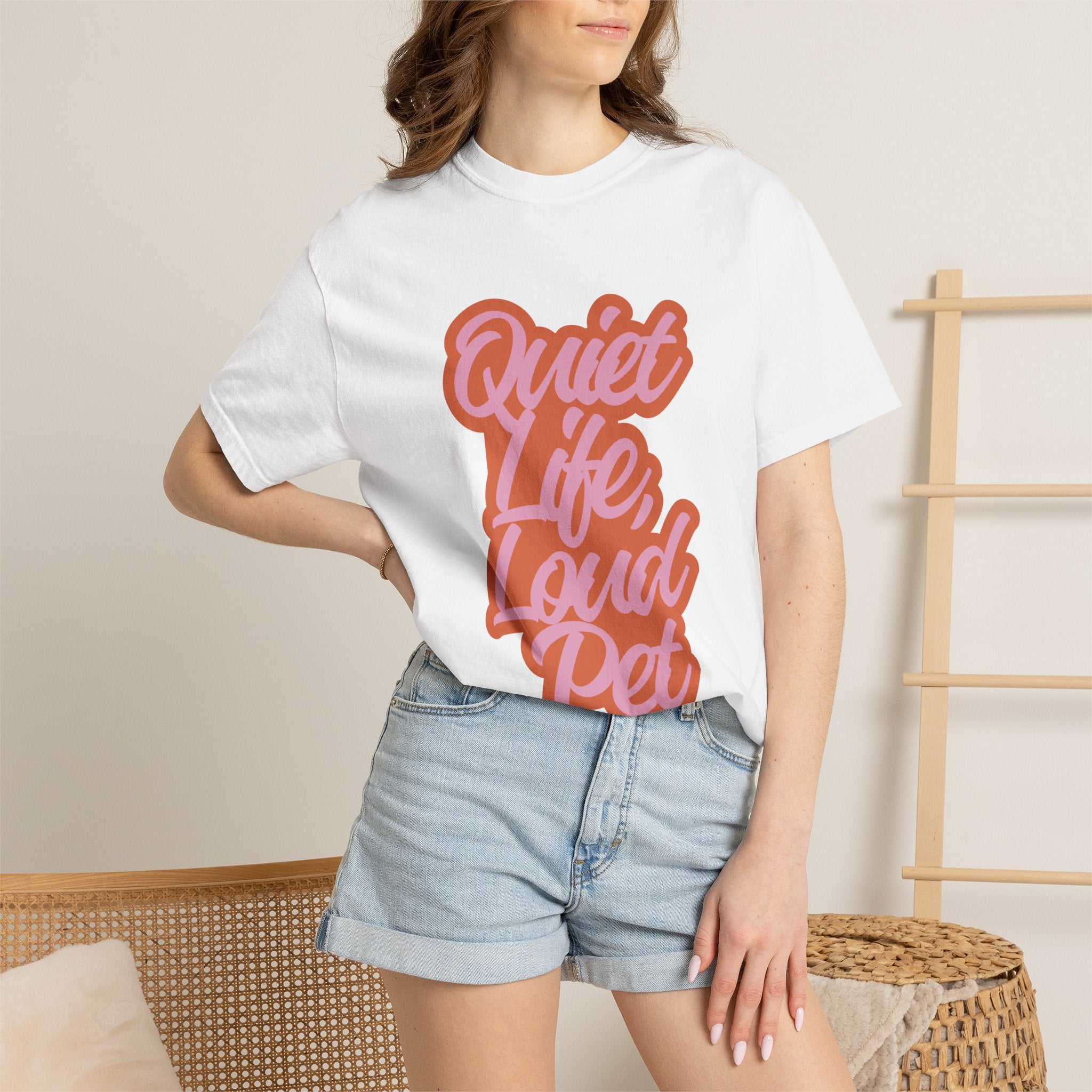 Quiet Life Loud Pet T-Shirt | Funny Pet Lover Graphic Tee | Cozy Retro Dog & Cat Owner Shirt