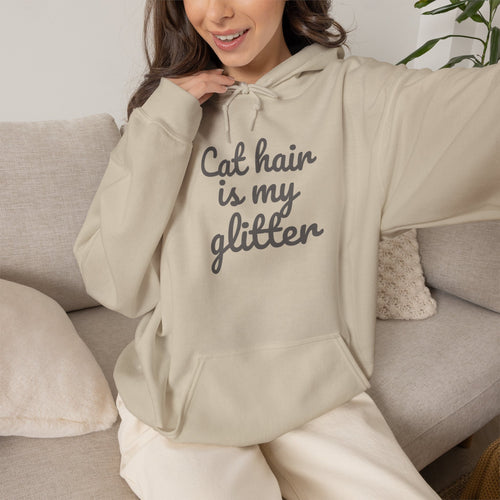 Cat Hair Is My Glitter Hoodie — Funny Cat Lover Pullover