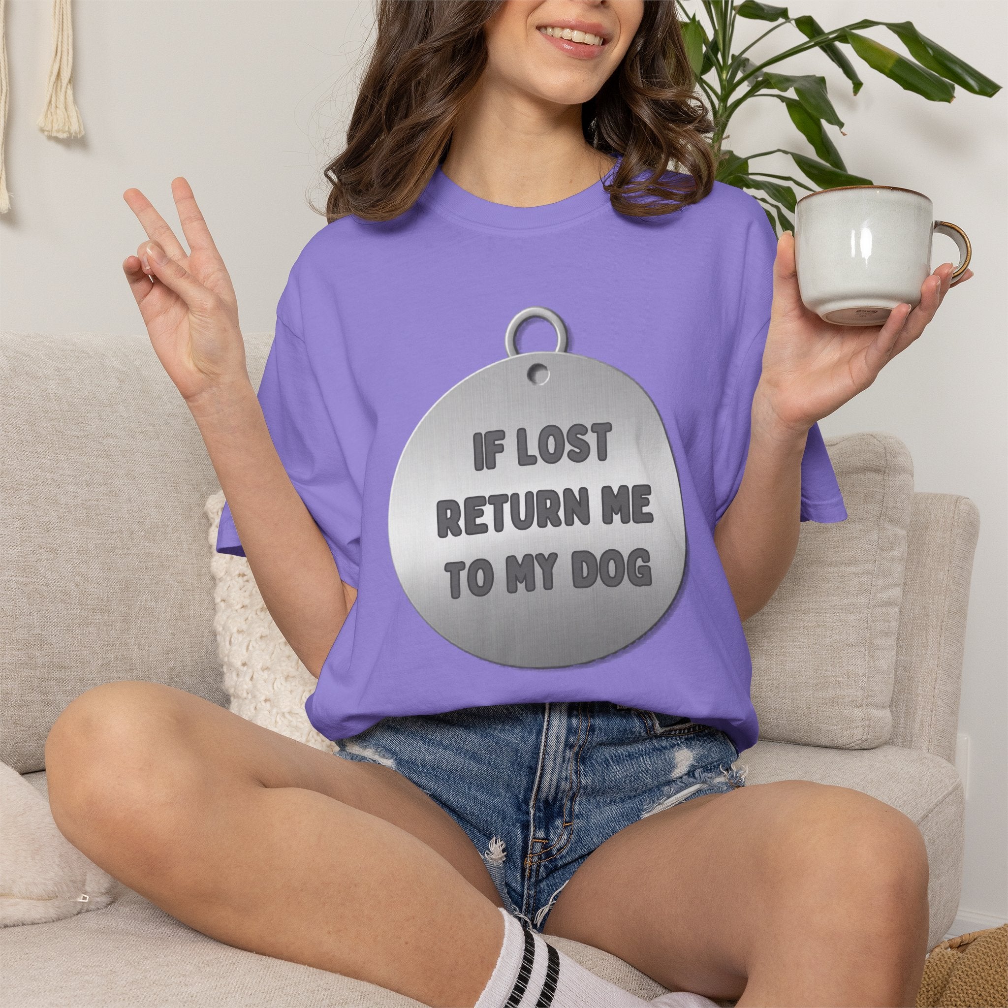 If Lost, Return Me To My Dog T-Shirt - Unisex Garment-Dyed Tee for Dog Lovers