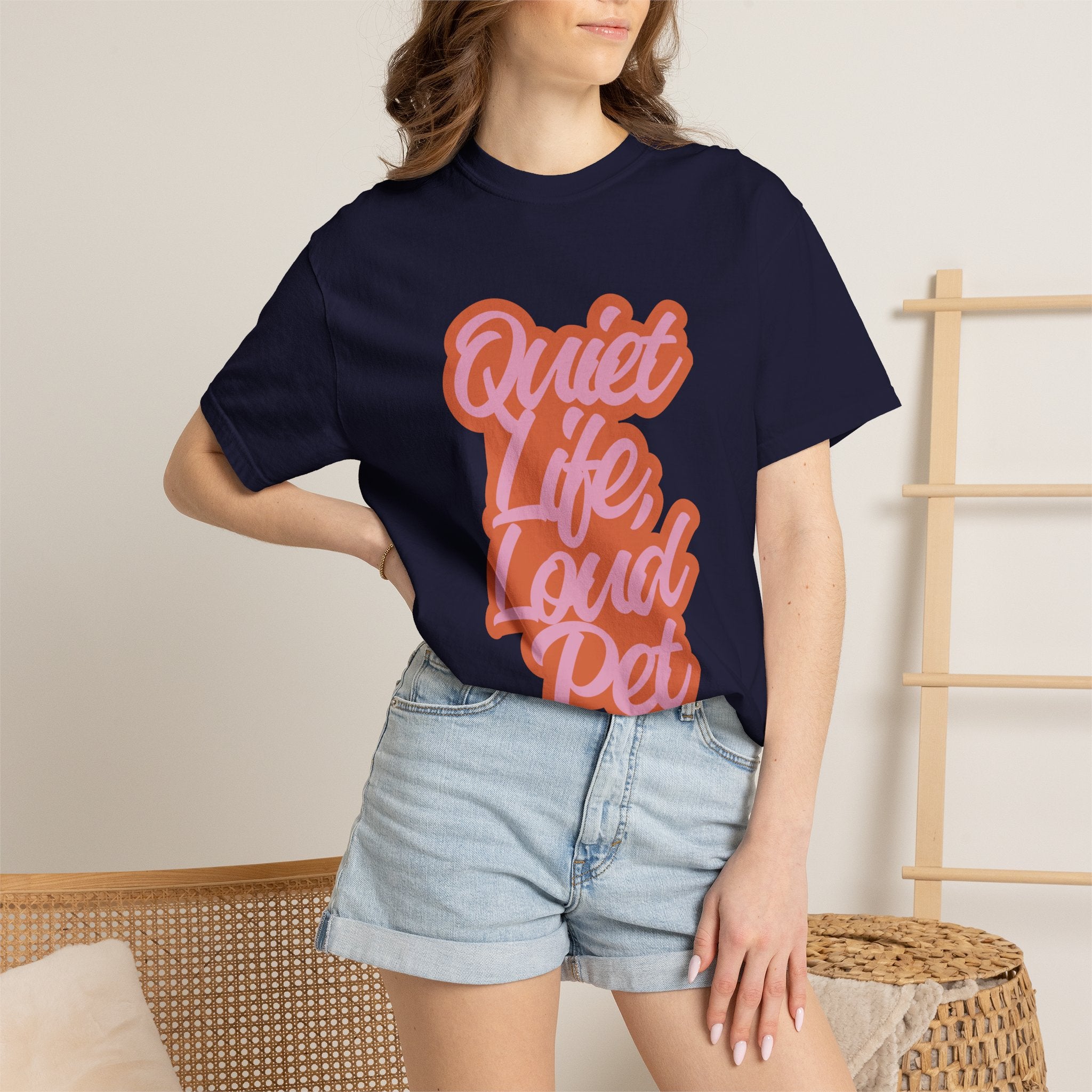 Quiet Life Loud Pet T-Shirt | Funny Pet Lover Graphic Tee | Cozy Retro Dog & Cat Owner Shirt