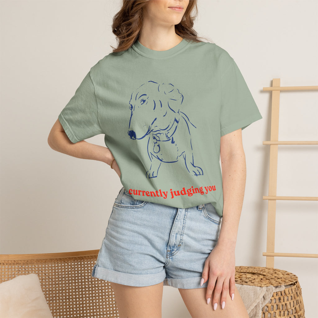 Judging Dachshund Tee — "currently judging you" Dog Lover T-Shirt