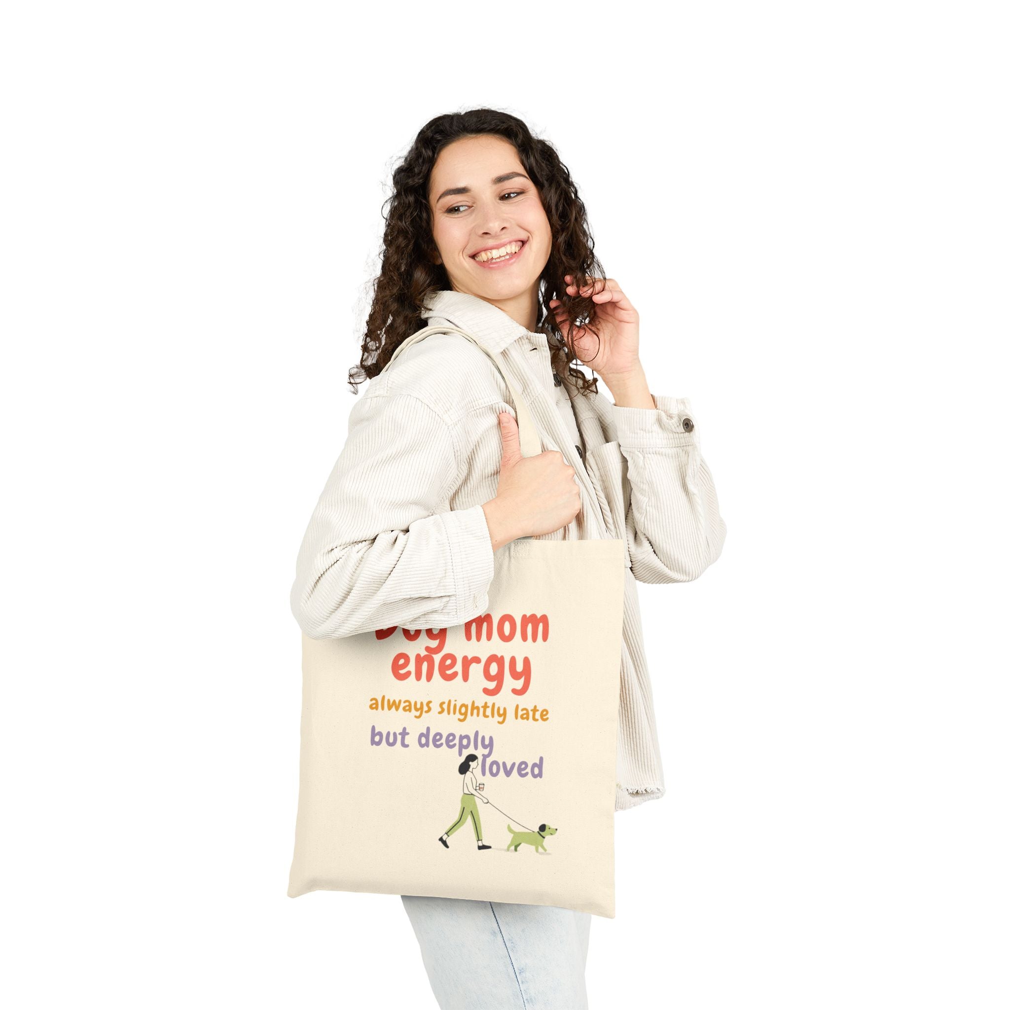 Tote Bag — "Dog Mom Energy" Canvas Tote | Funny Dog Mom Gift, Everyday Grocery & Dog Walking Bag