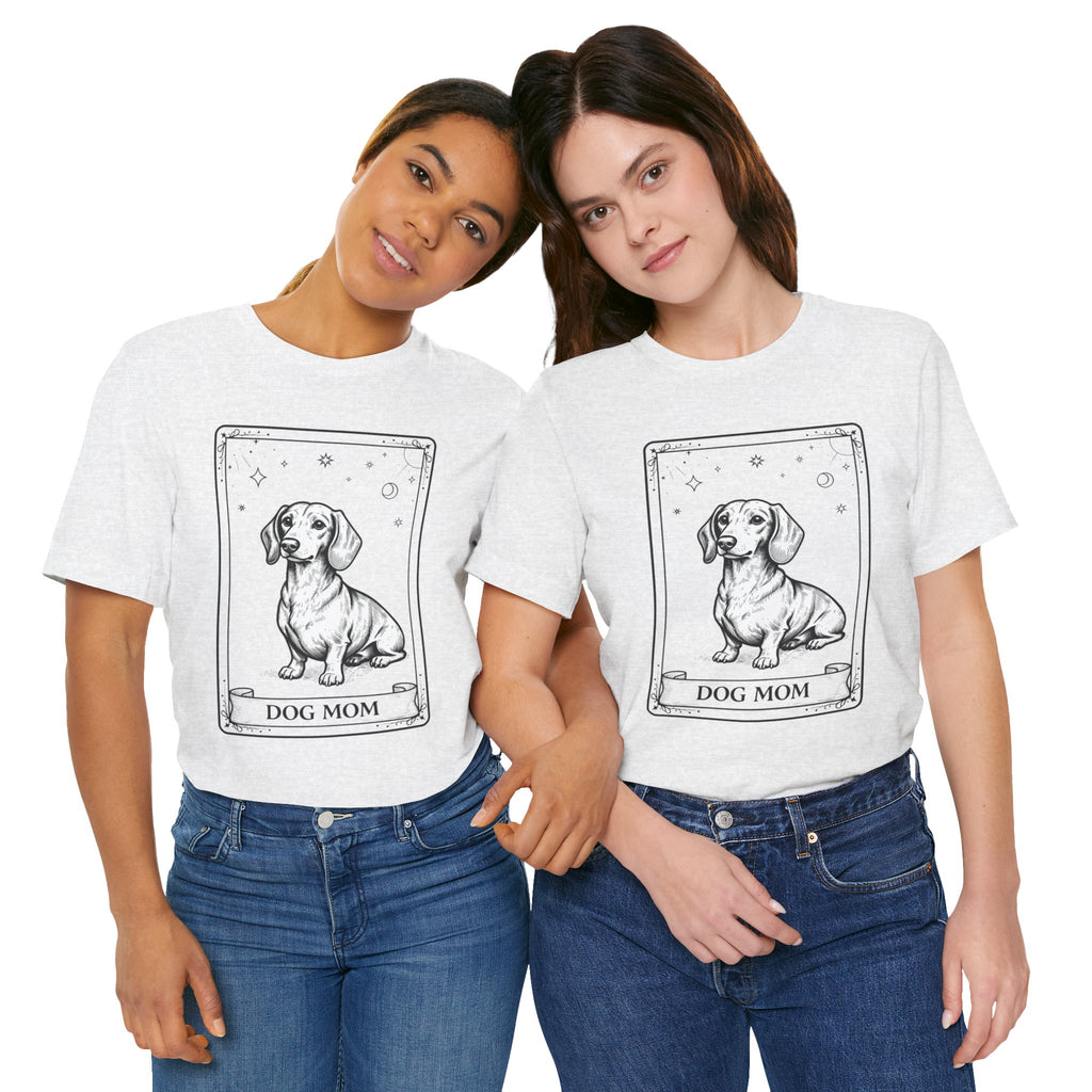 Dog Mom T-Shirt | Dog Mom T-Shirt Vintage Tarot Style Dachshund Graphic Tee | Cute Unisex Dog Lover Shirt Gift Illustration Tee