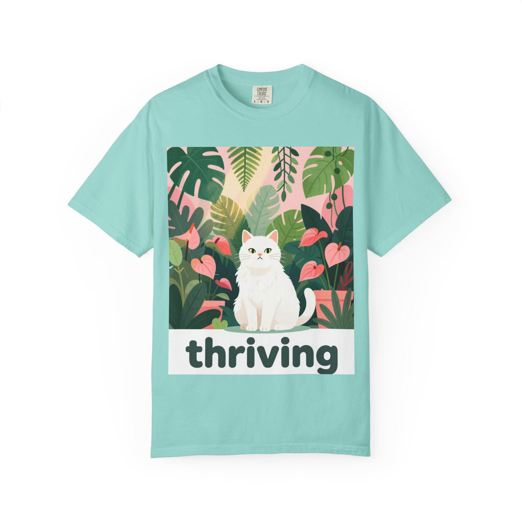 Thriving Cat Tee — Floral Plant Graphic T-Shirt