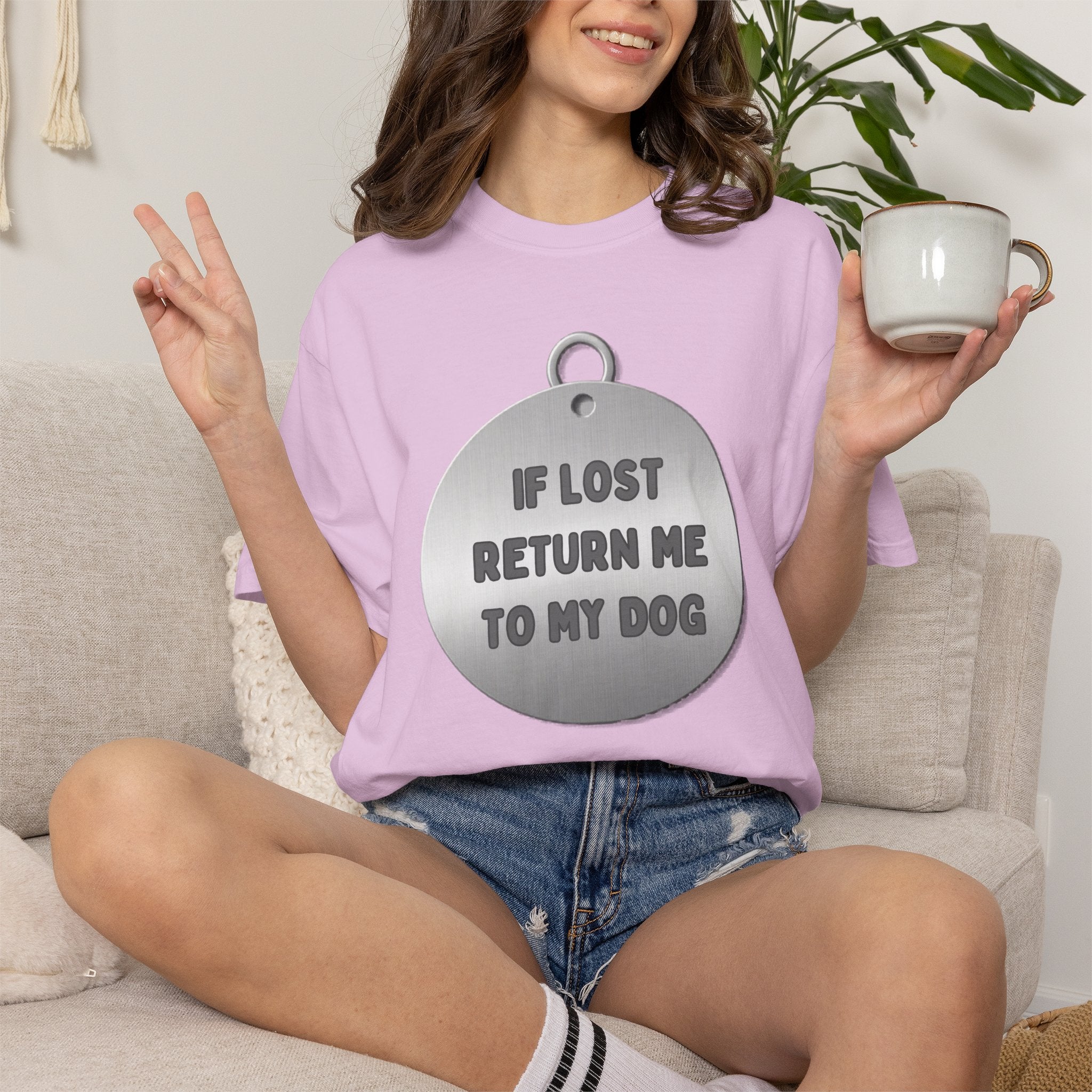 If Lost, Return Me To My Dog T-Shirt - Unisex Garment-Dyed Tee for Dog Lovers