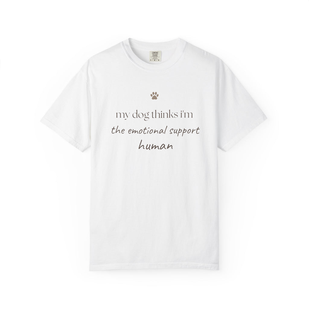 Dog Lover T-Shirt — "My Dog Thinks I'm the Emotional Support Human" Crew Tee