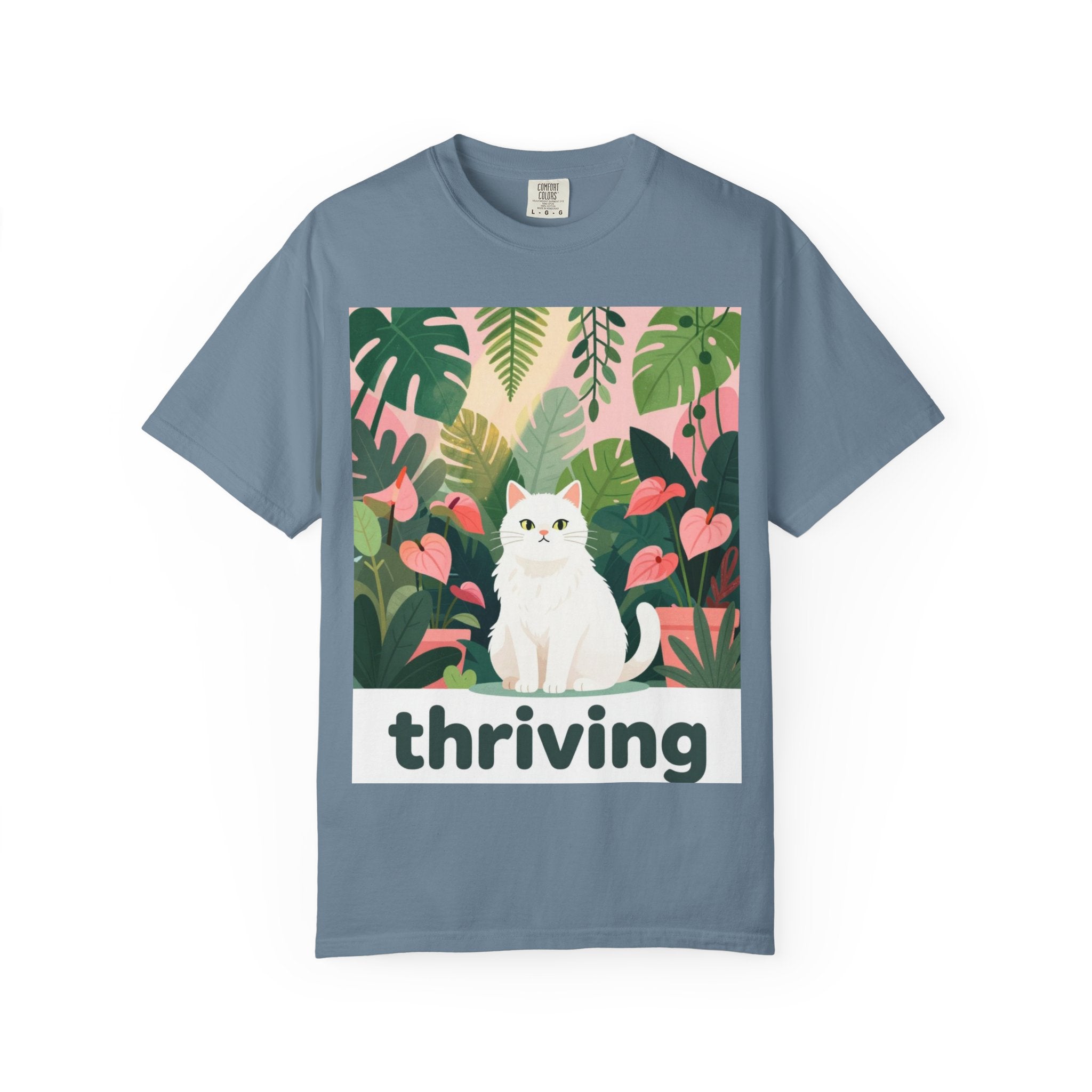 Thriving Cat Tee — Floral Plant Graphic T-Shirt