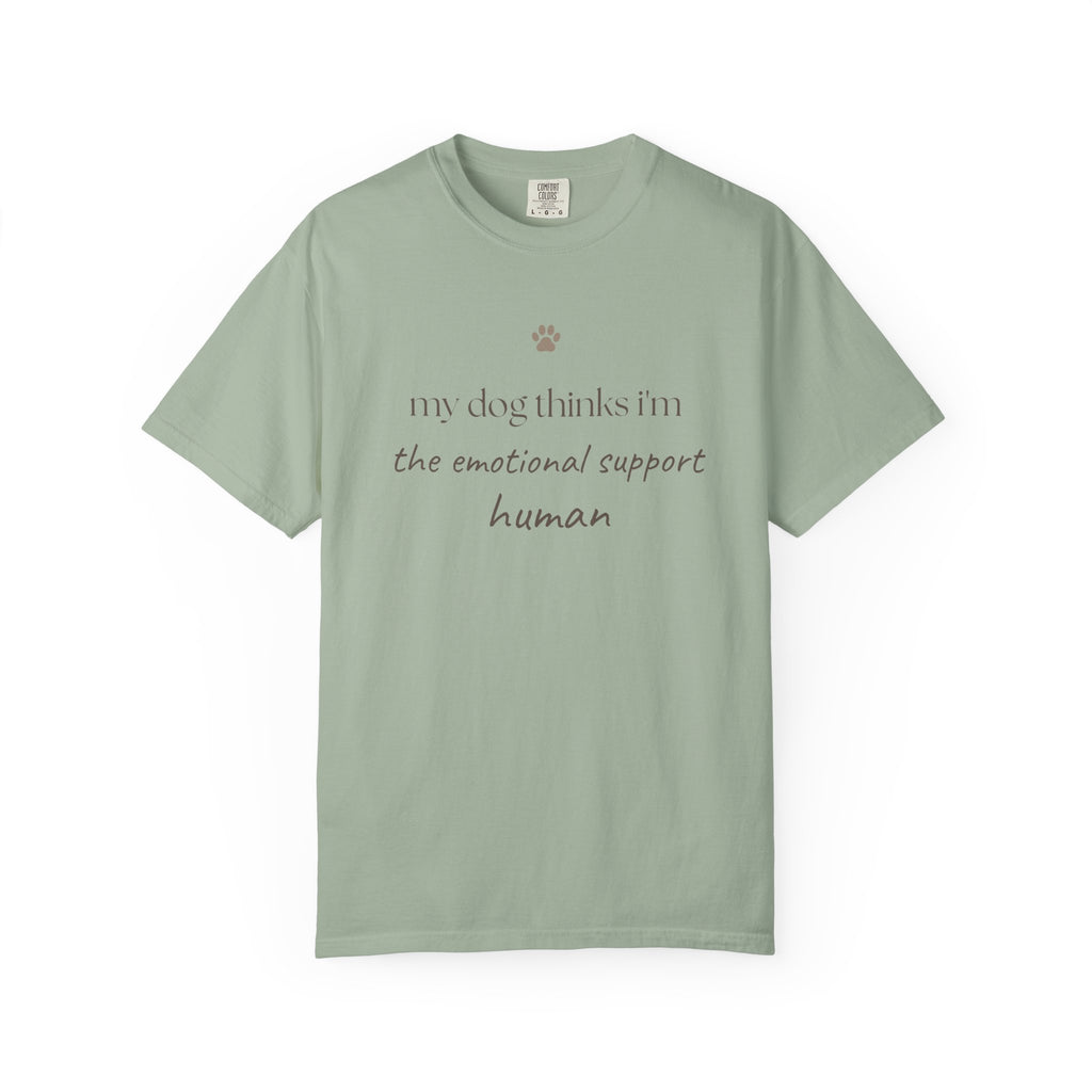 Dog Lover T-Shirt — "My Dog Thinks I'm the Emotional Support Human" Crew Tee