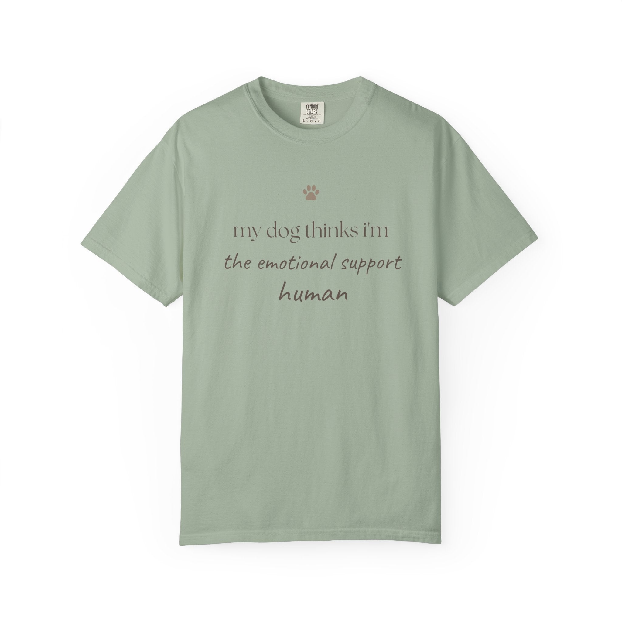 Dog Lover T-Shirt — "My Dog Thinks I'm the Emotional Support Human" Crew Tee