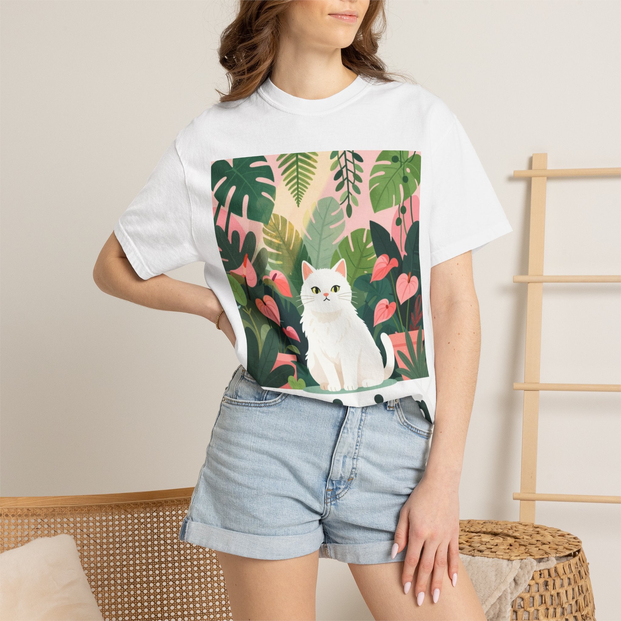 Thriving Cat Tee — Floral Plant Graphic T-Shirt