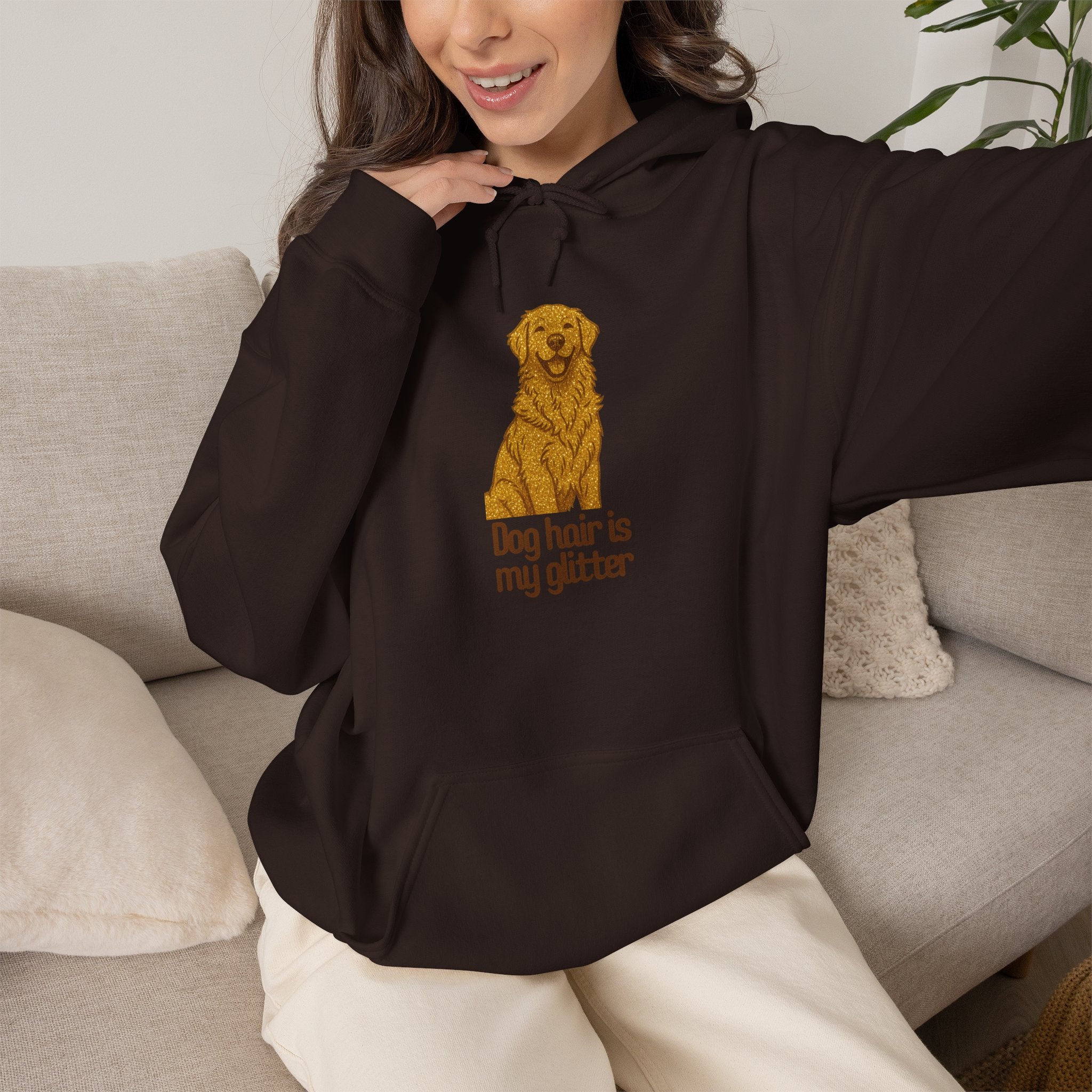 Golden Retriever Hoodie - "Dog Hair Is My Glitter" Cute Dog Lover Pullover