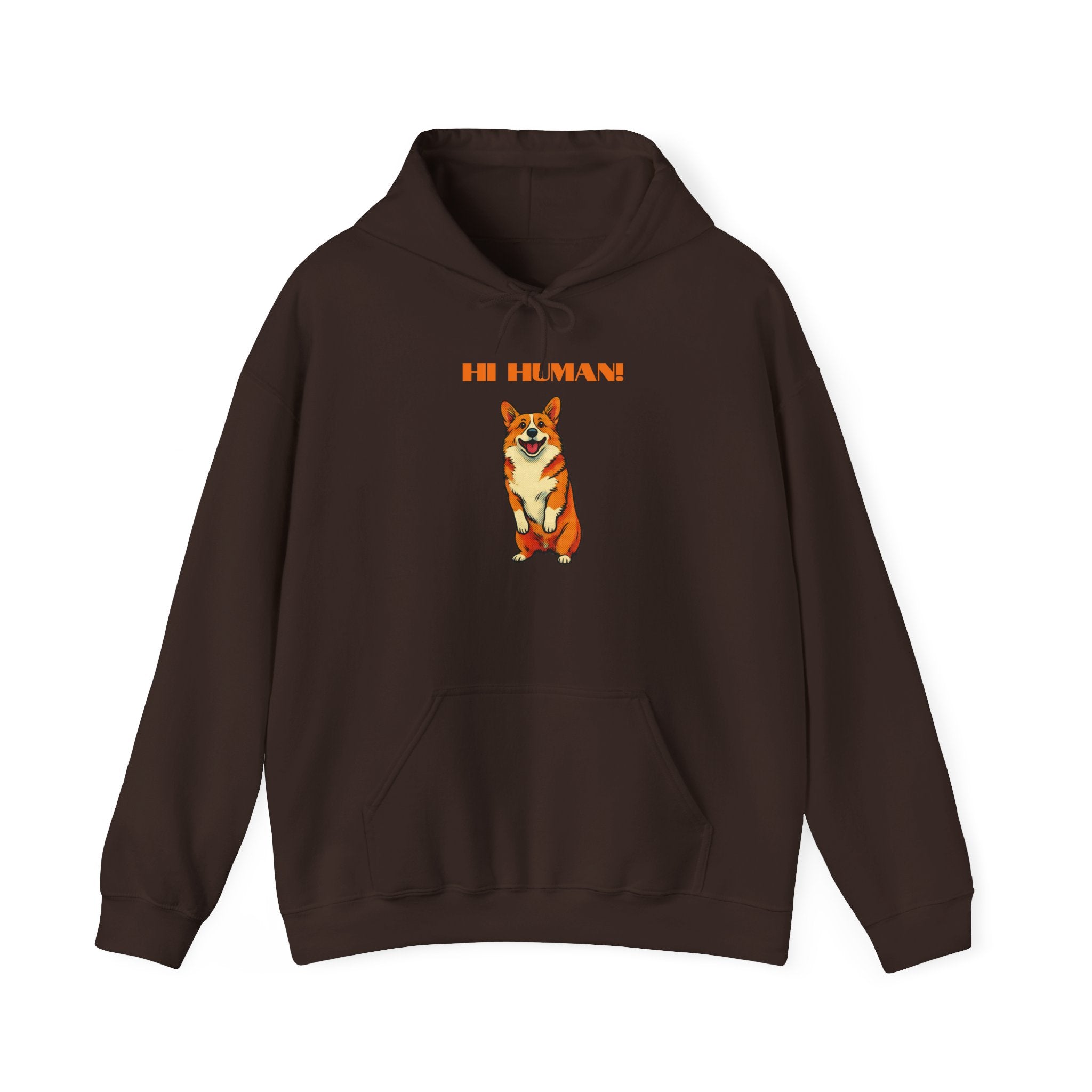 Corgi 'Hi Human!' Hoodie — Cute Dog Graphic Pullover