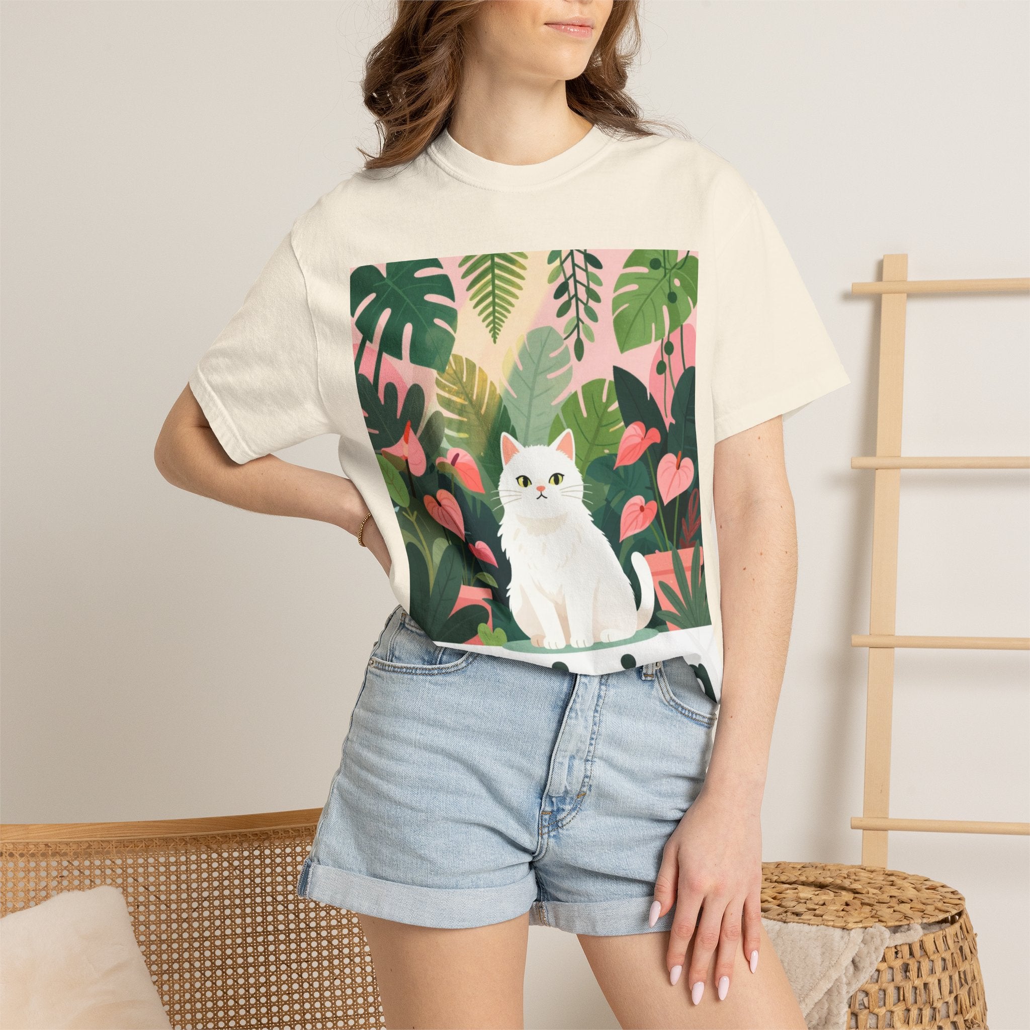 Thriving Cat Tee — Floral Plant Graphic T-Shirt