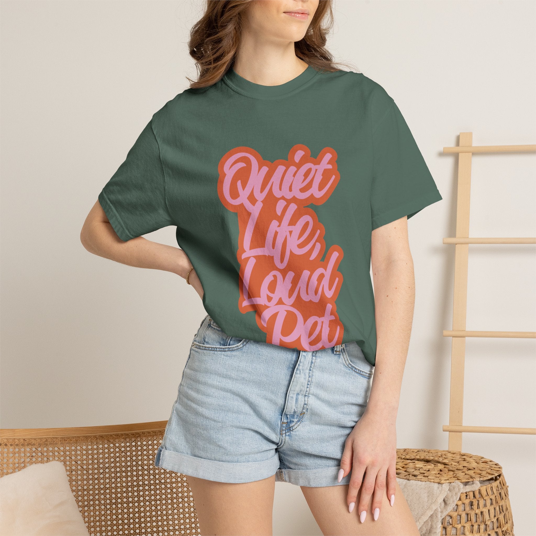 Quiet Life Loud Pet T-Shirt | Funny Pet Lover Graphic Tee | Cozy Retro Dog & Cat Owner Shirt