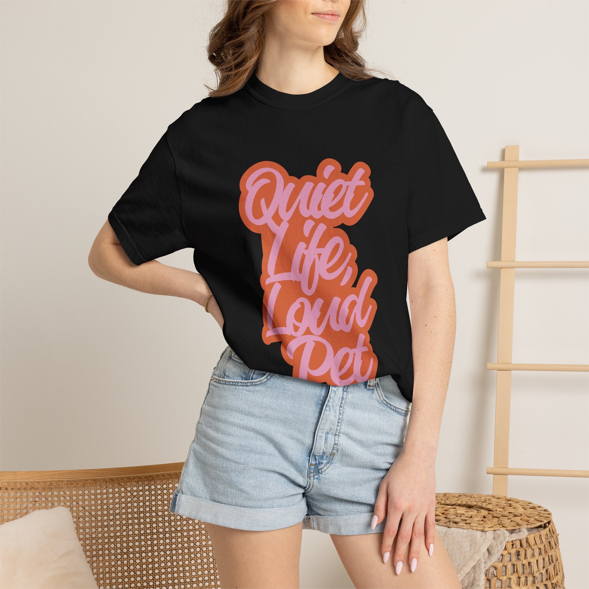 Quiet Life Loud Pet T-Shirt | Funny Pet Lover Graphic Tee | Cozy Retro Dog & Cat Owner Shirt