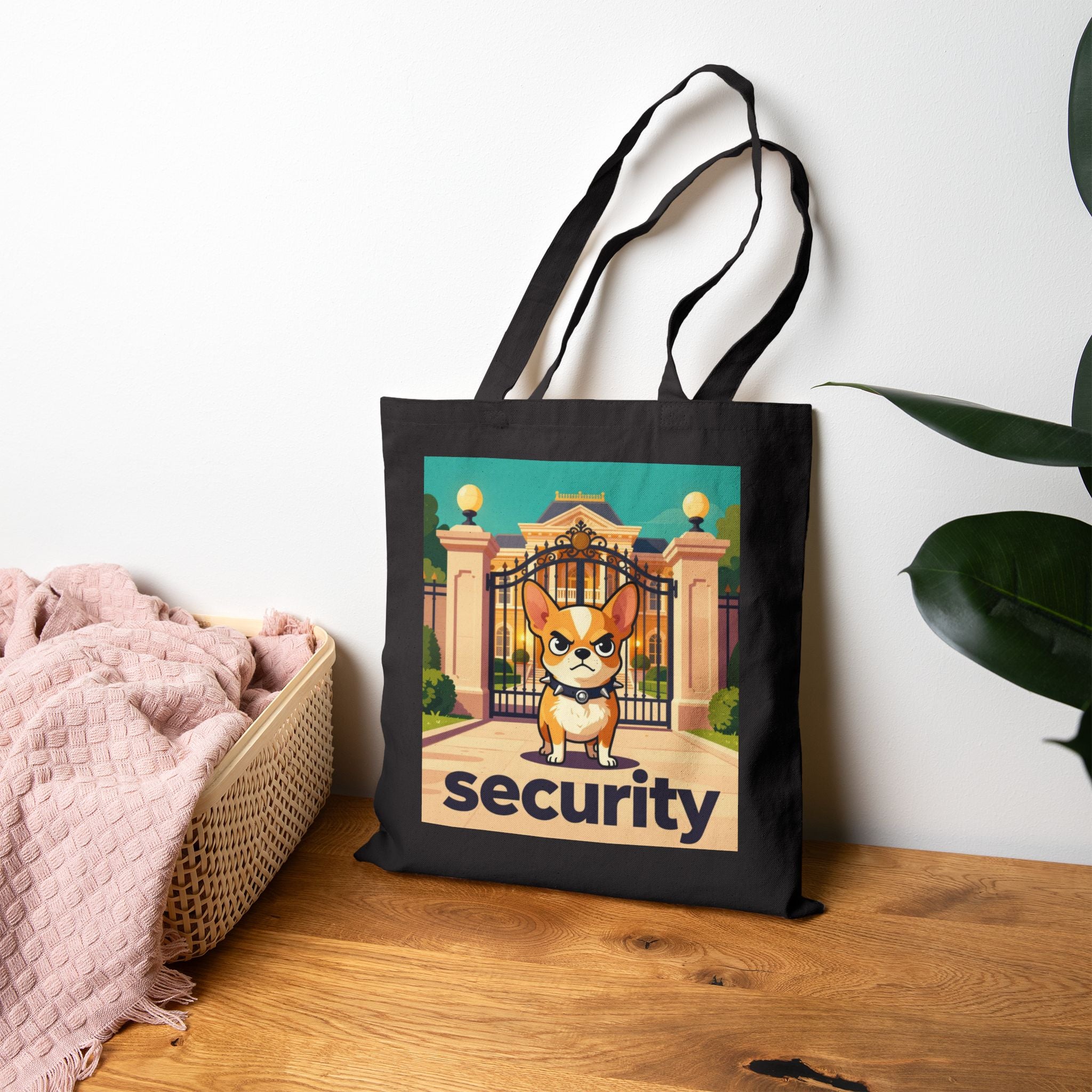 Security Corgi Canvas Tote Bag — Cute Guard Dog Market Tote