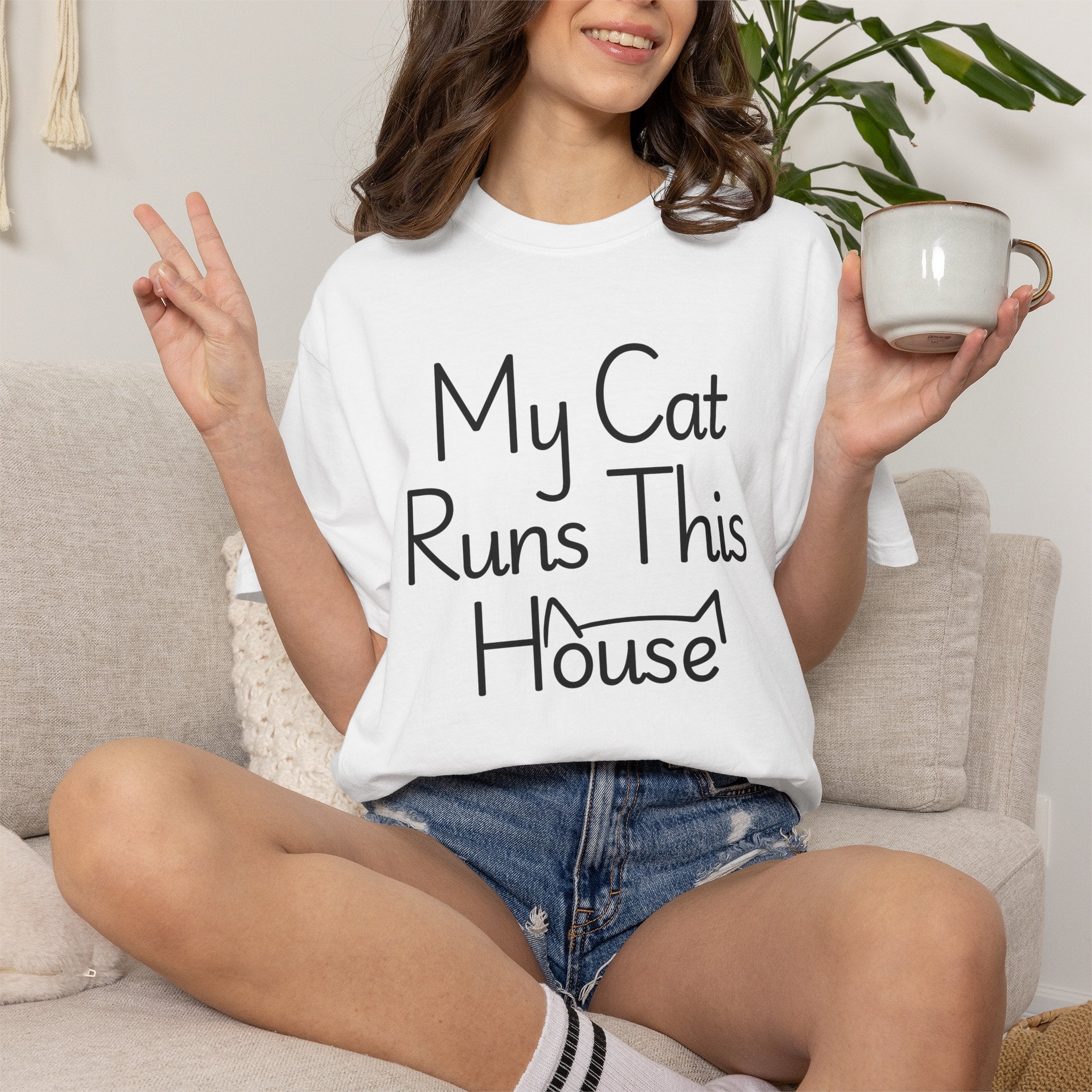 My Cat Runs This House T-Shirt — Funny Cat Lover Tee