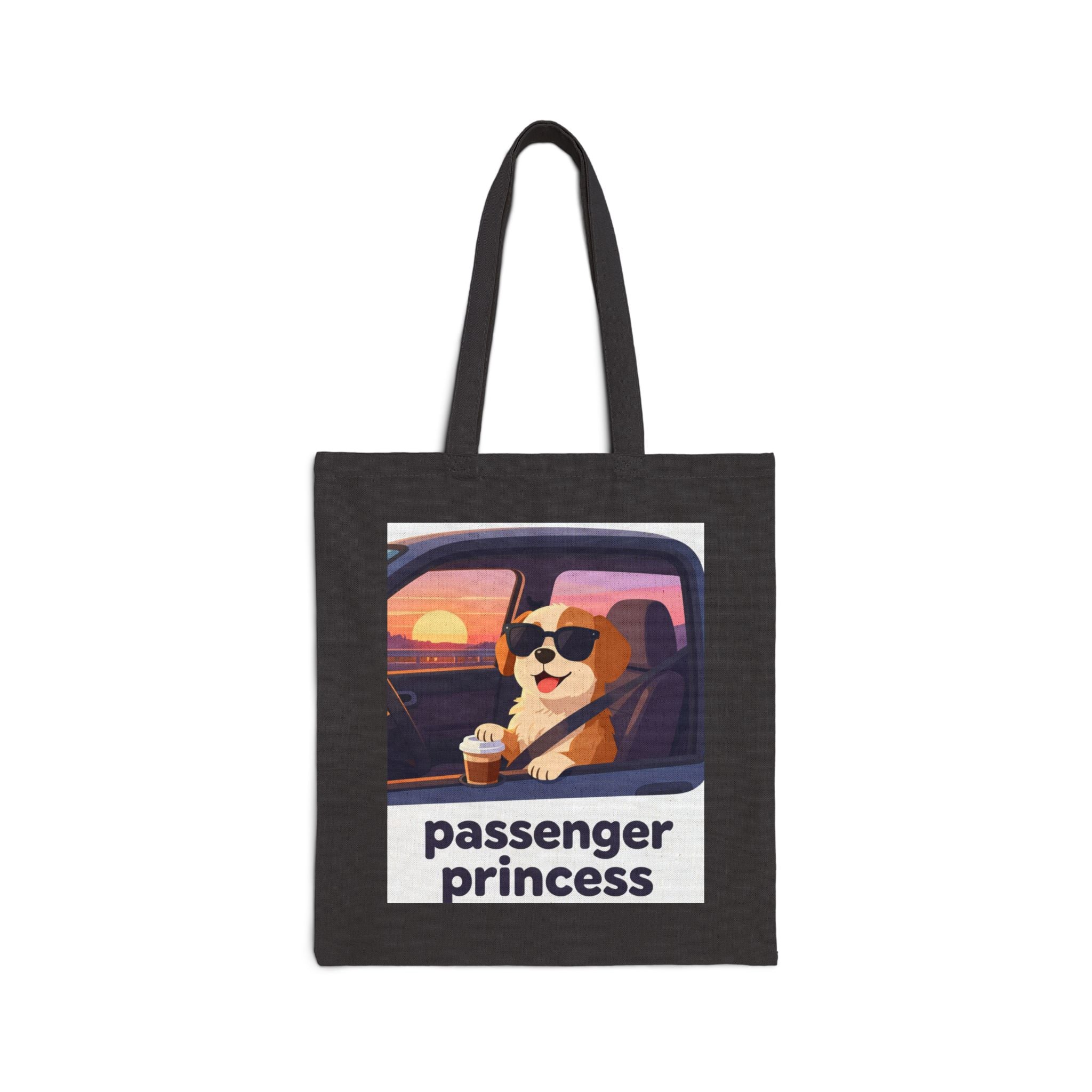 Tote Bag — "Passenger Princess" Cute Dog Travel Canvas Tote