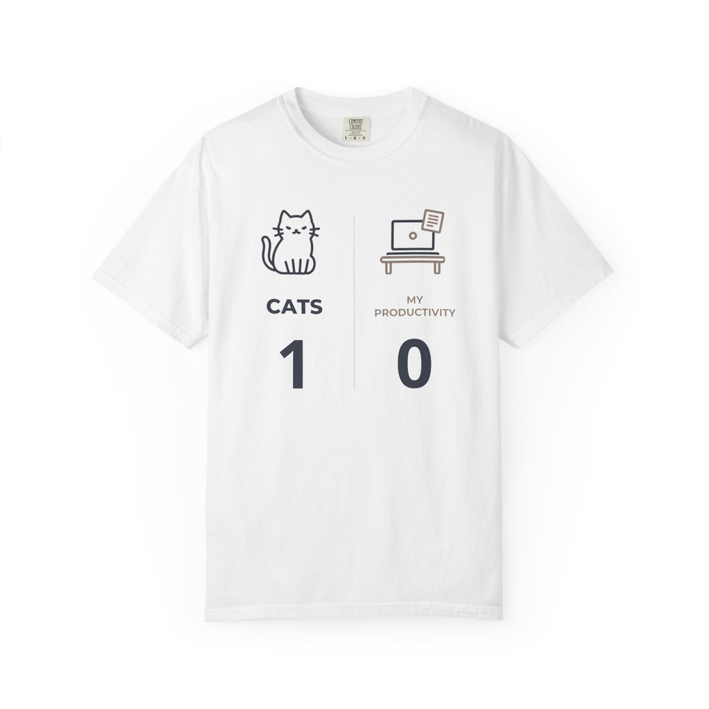Cats 1, Productivity 0 T-Shirt — Funny Cat Lover Graphic Tee