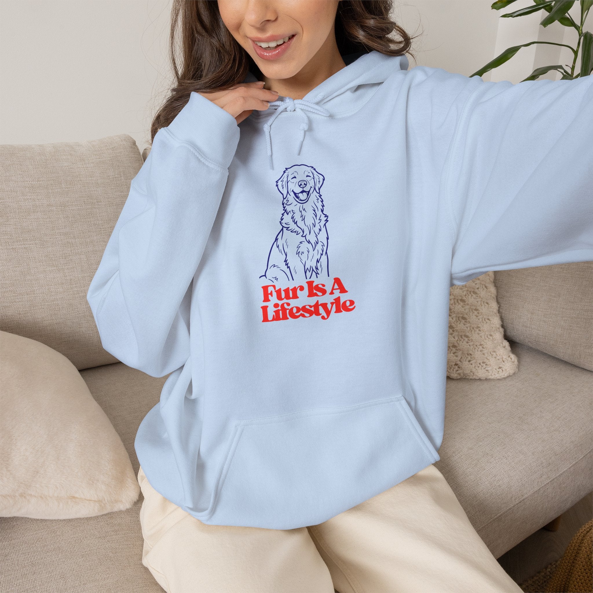 Fur Is A Lifestyle Dog Lover Hoodie | Cute Golden Retriever Graphic Pullover | Cozy Unisex Pet Owner Sweatshirt